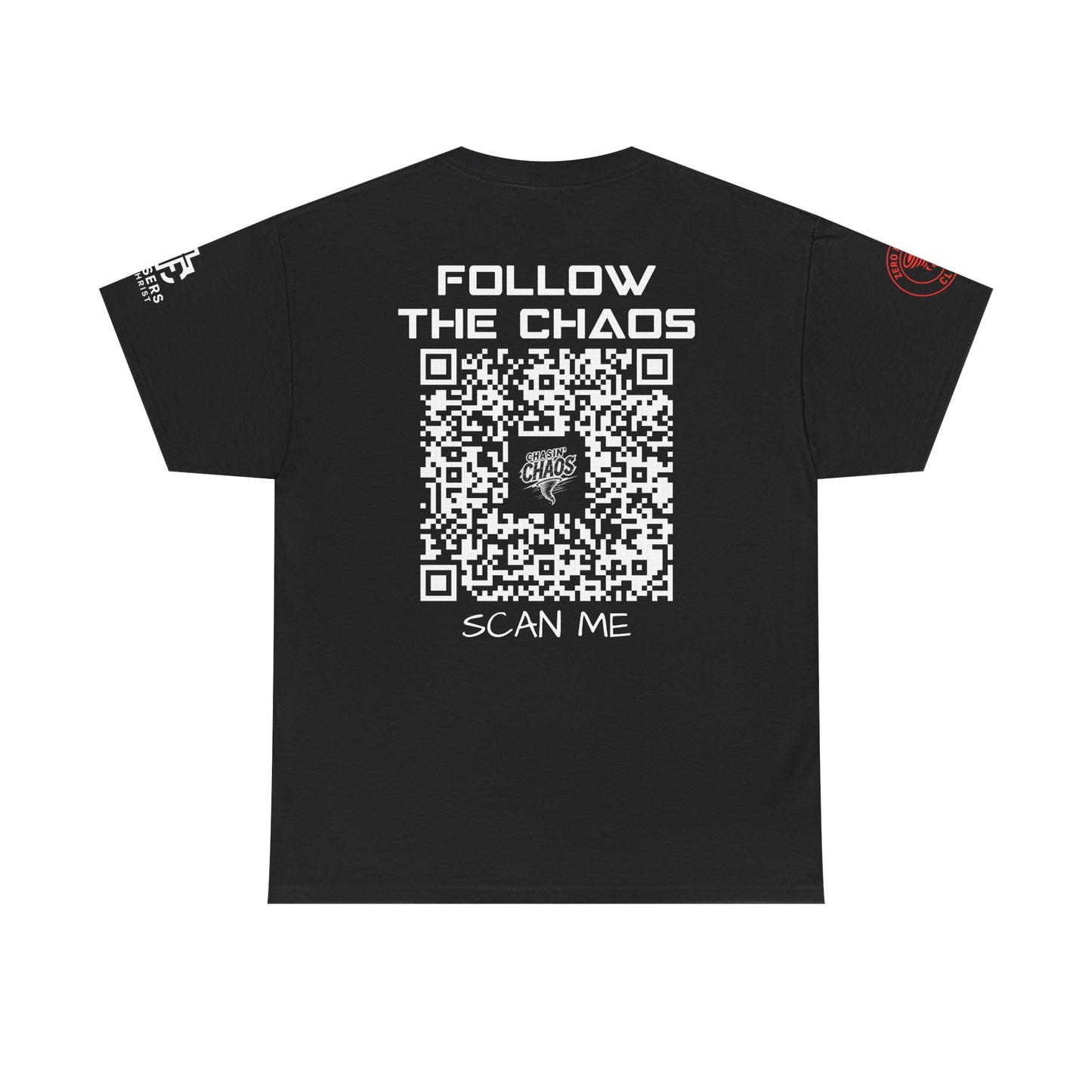 Chaos Storm Team Tee, Unisex Cotton T-Shirt for Storm Chasers, Adventure Shirt, Trending QR Code Apparel, Gift for Weather Enthusiasts