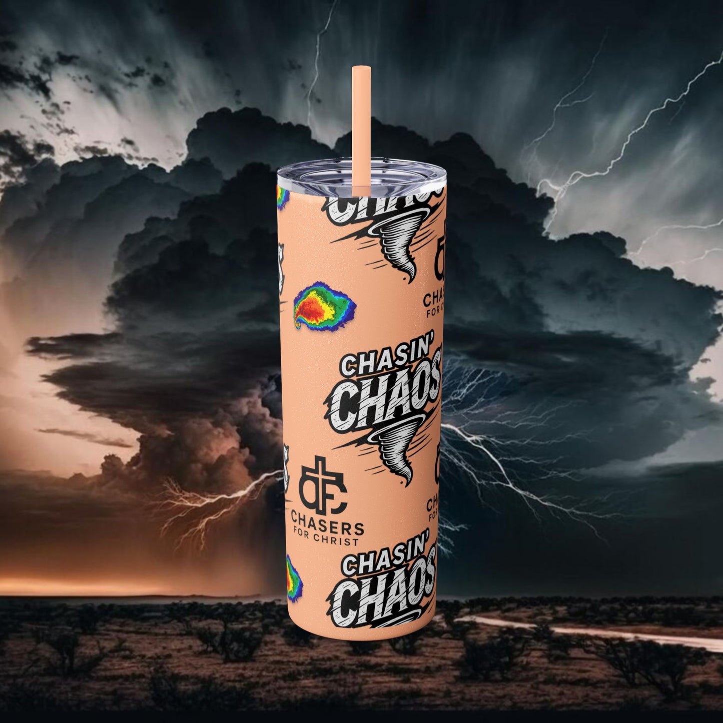 Tumbler Cup with Tornado Radar Image - Storm Chaser Merchandise