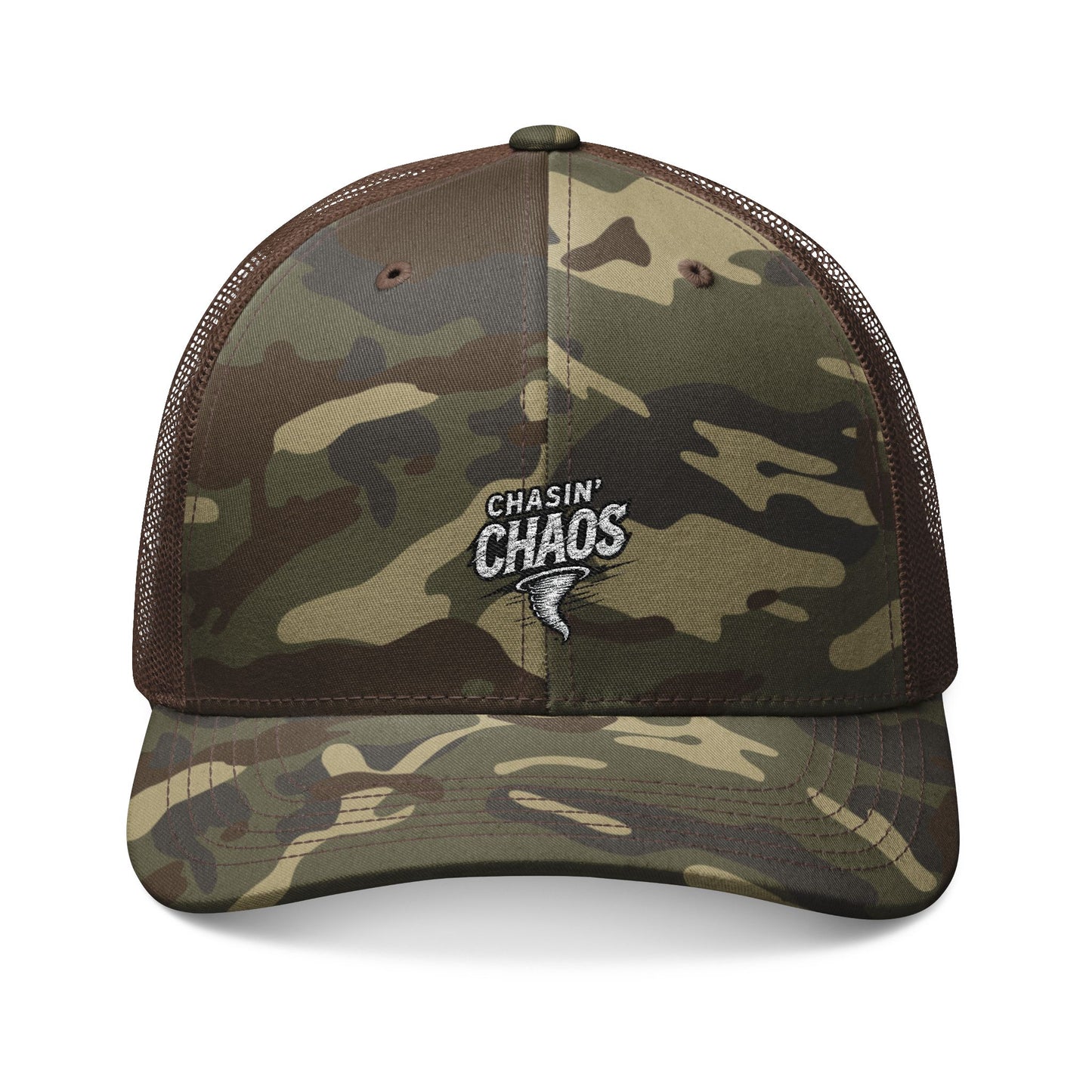 Chasin Chaos Logo Embroidered Camo Trucker Hat