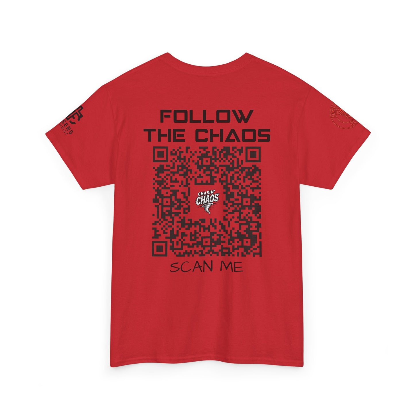 Chaos Storm Team Tee, Unisex Cotton T-Shirt for Storm Chasers, Adventure Shirt, Trending QR Code Apparel, Gift for Weather Enthusiasts