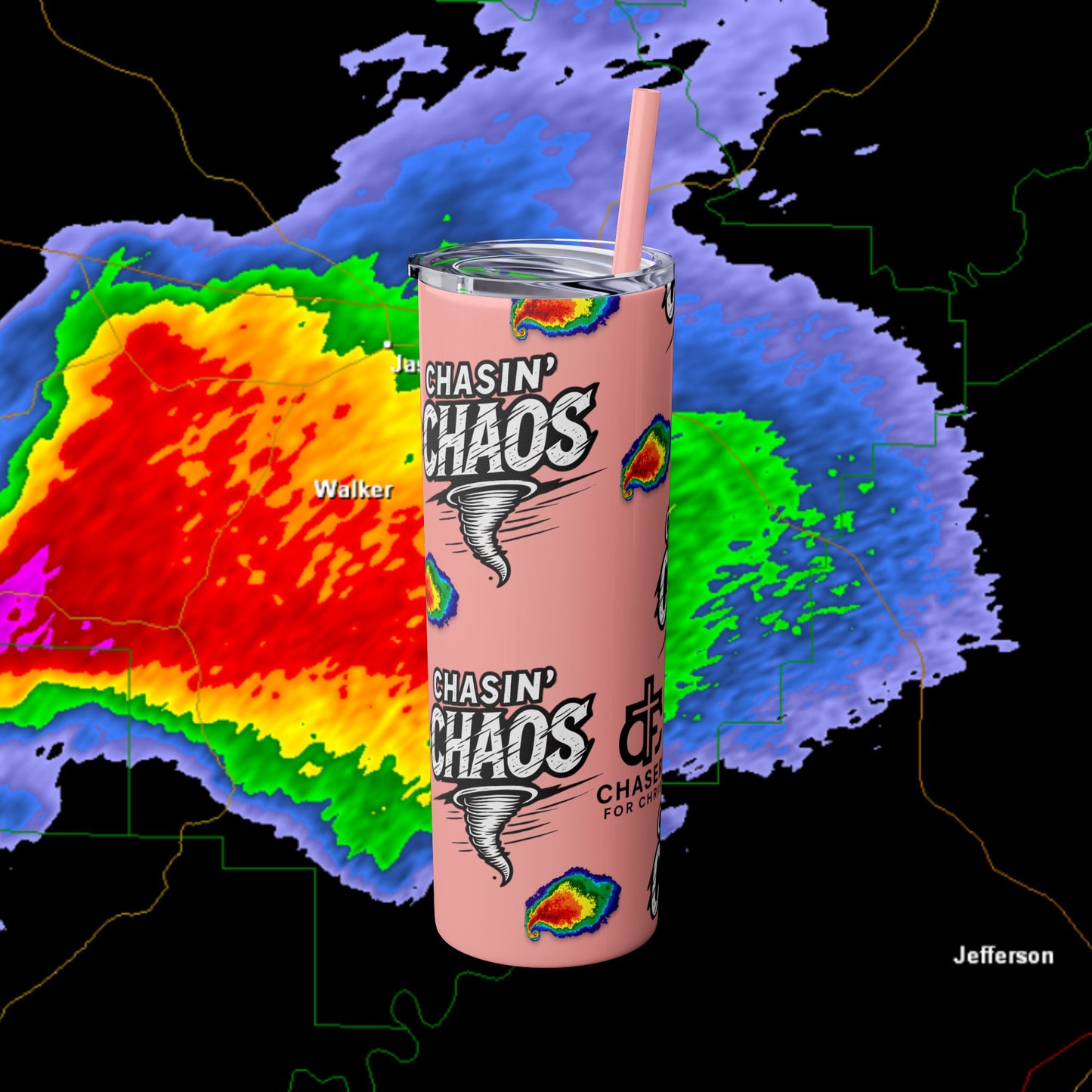 Tumbler Cup with Tornado Radar Image - Storm Chaser Merchandise