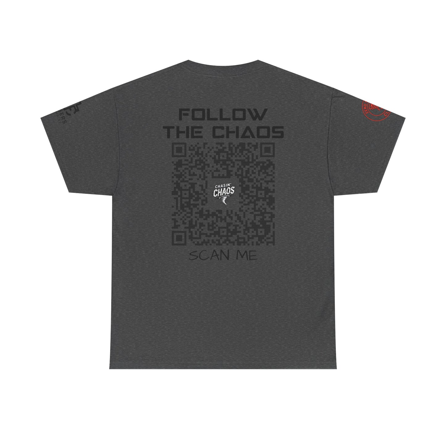 Chaos Storm Team Tee, Unisex Cotton T-Shirt for Storm Chasers, Adventure Shirt, Trending QR Code Apparel, Gift for Weather Enthusiasts