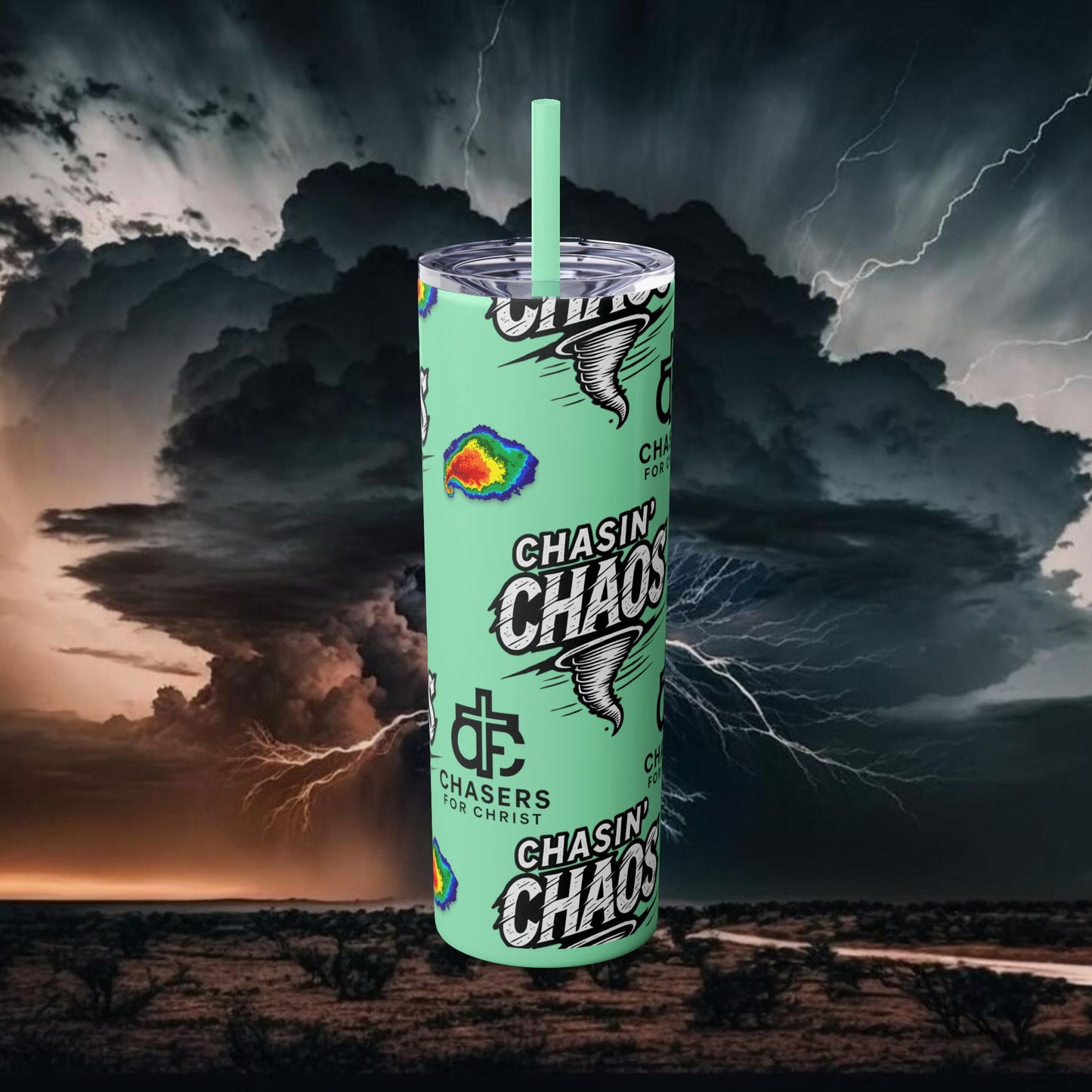 Tumbler Cup with Tornado Radar Image - Storm Chaser Merchandise