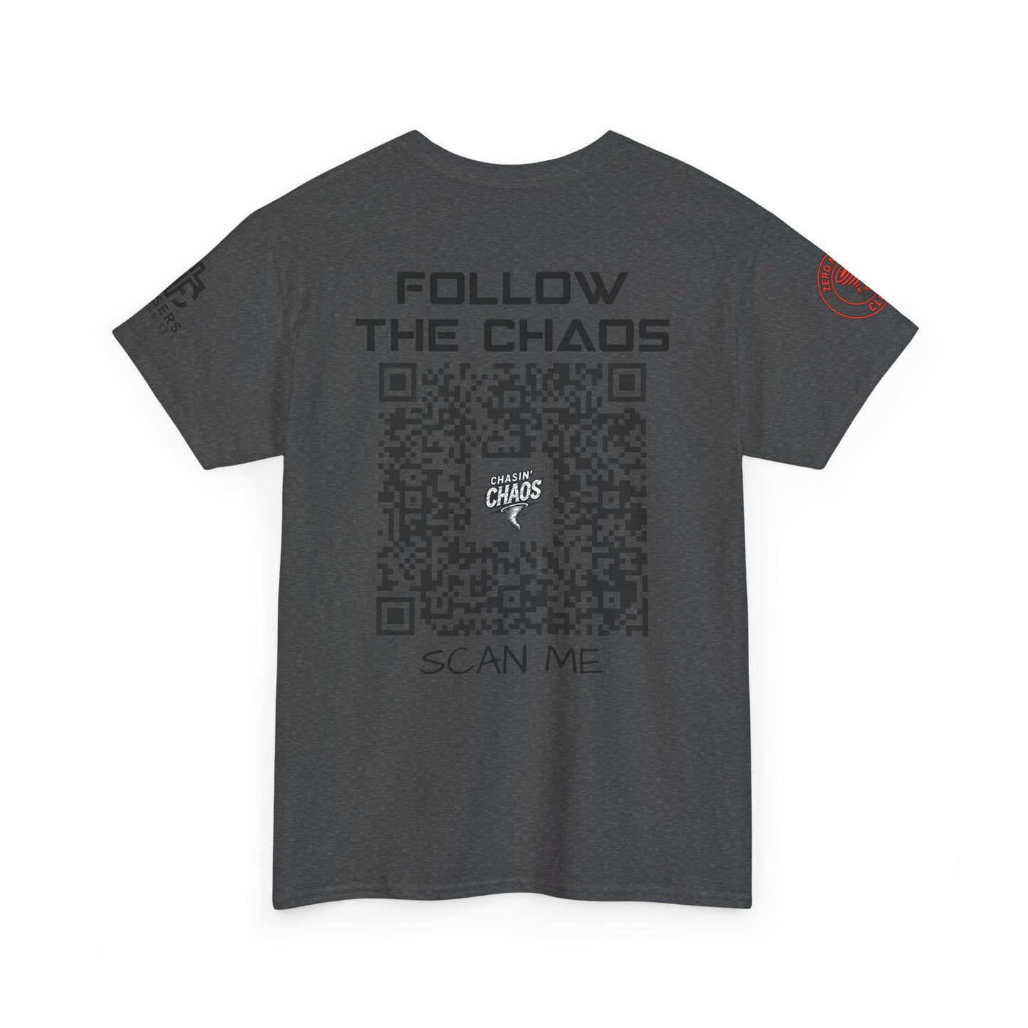 Chaos Storm Team Tee, Unisex Cotton T-Shirt for Storm Chasers, Adventure Shirt, Trending QR Code Apparel, Gift for Weather Enthusiasts