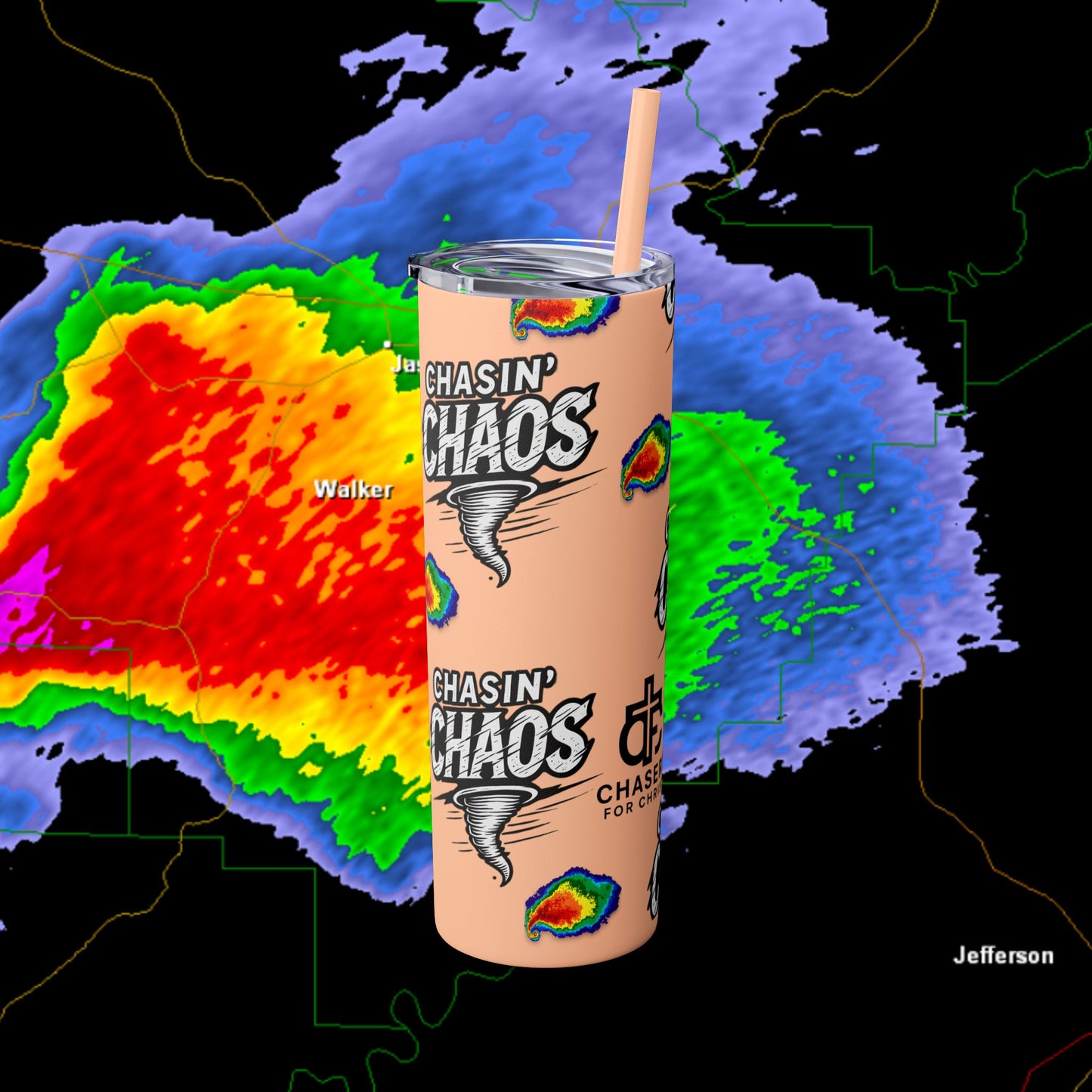 Tumbler Cup with Tornado Radar Image - Storm Chaser Merchandise
