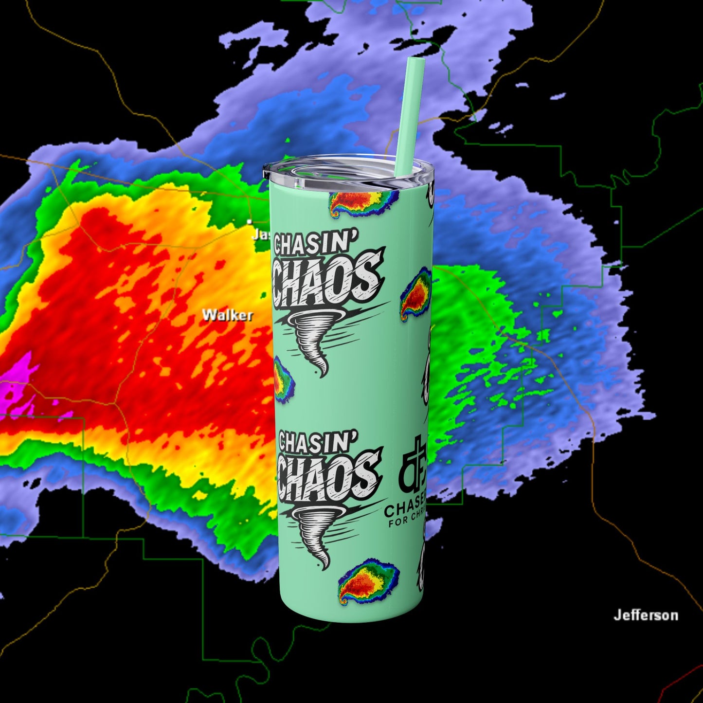 Tumbler Cup with Tornado Radar Image - Storm Chaser Merchandise