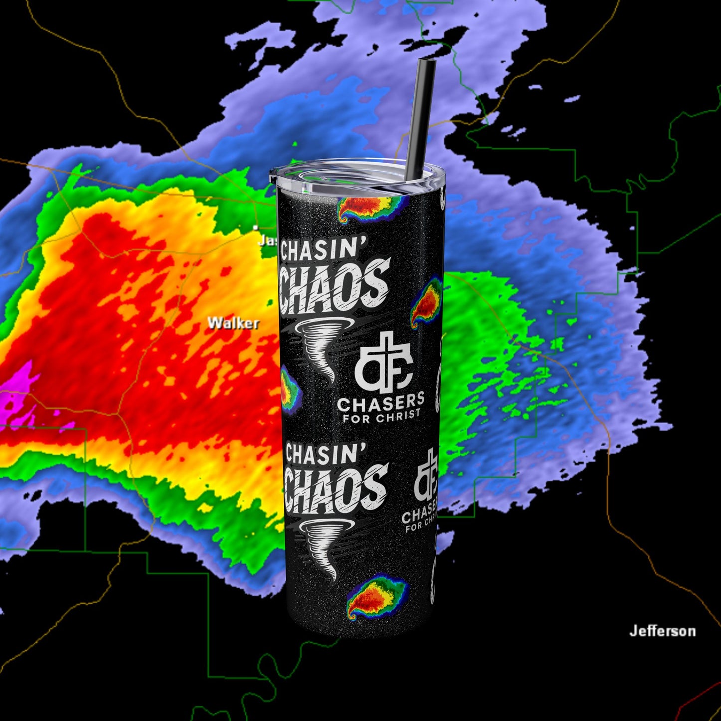 Tumbler Cup with Tornado Radar Image - Storm Chaser Merchandise