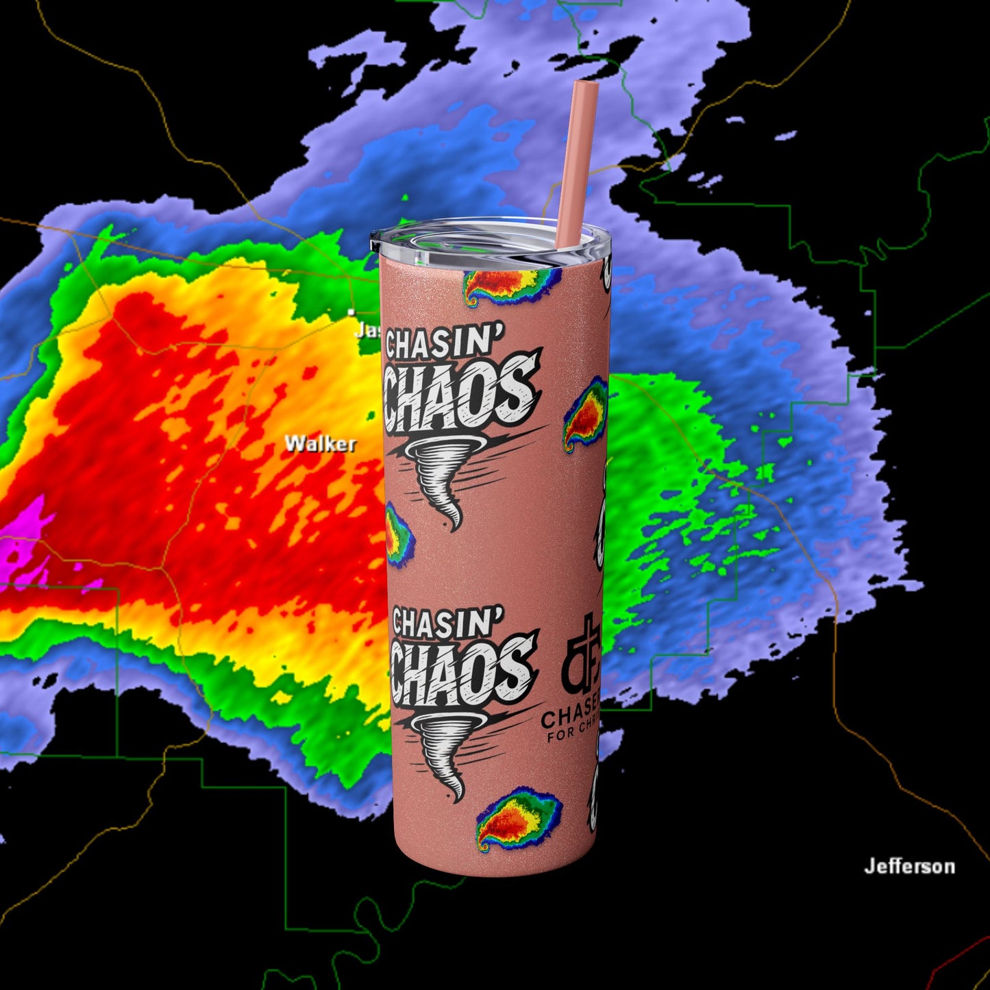 Tumbler Cup with Tornado Radar Image - Storm Chaser Merchandise