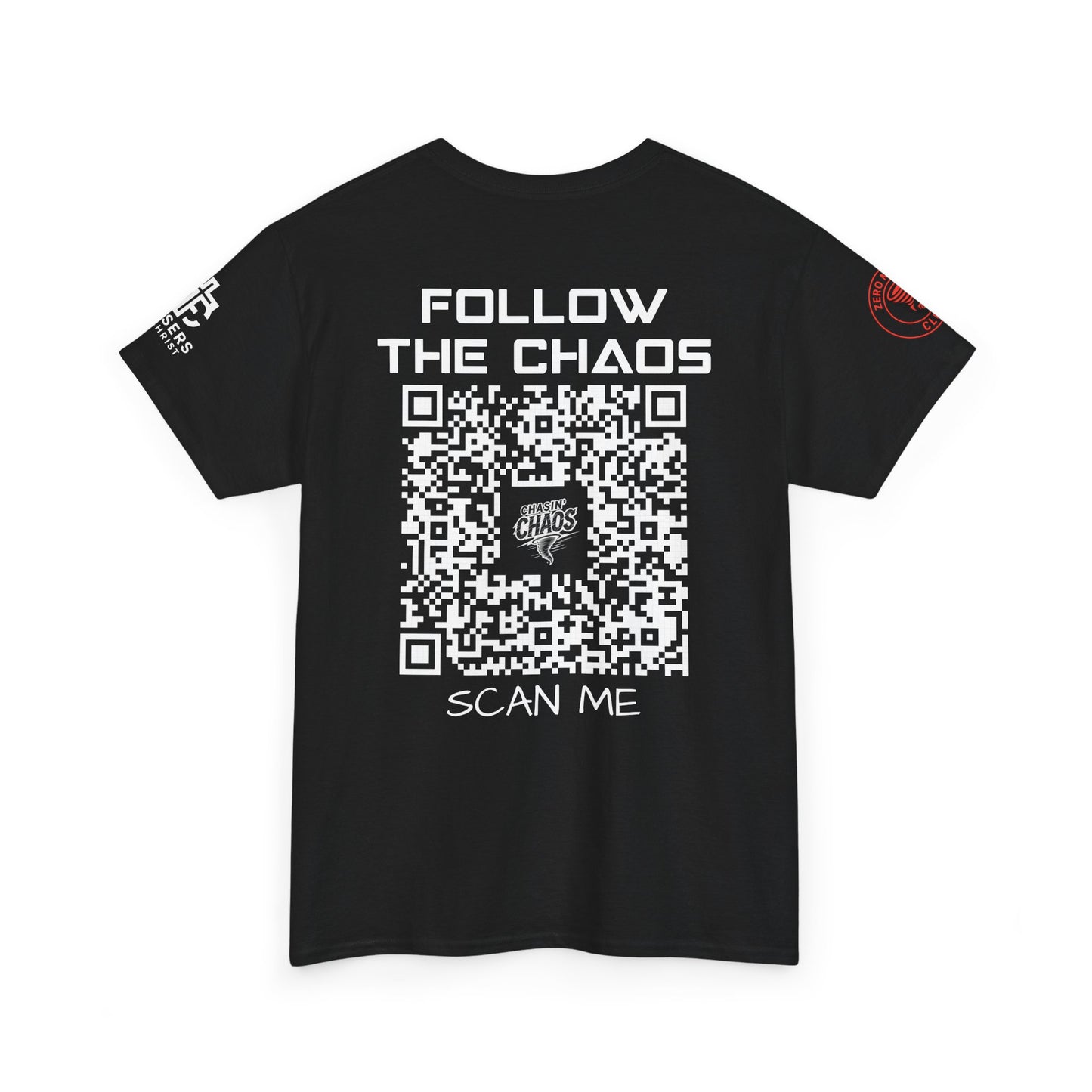 Chaos Storm Team Tee, Unisex Cotton T-Shirt for Storm Chasers, Adventure Shirt, Trending QR Code Apparel, Gift for Weather Enthusiasts