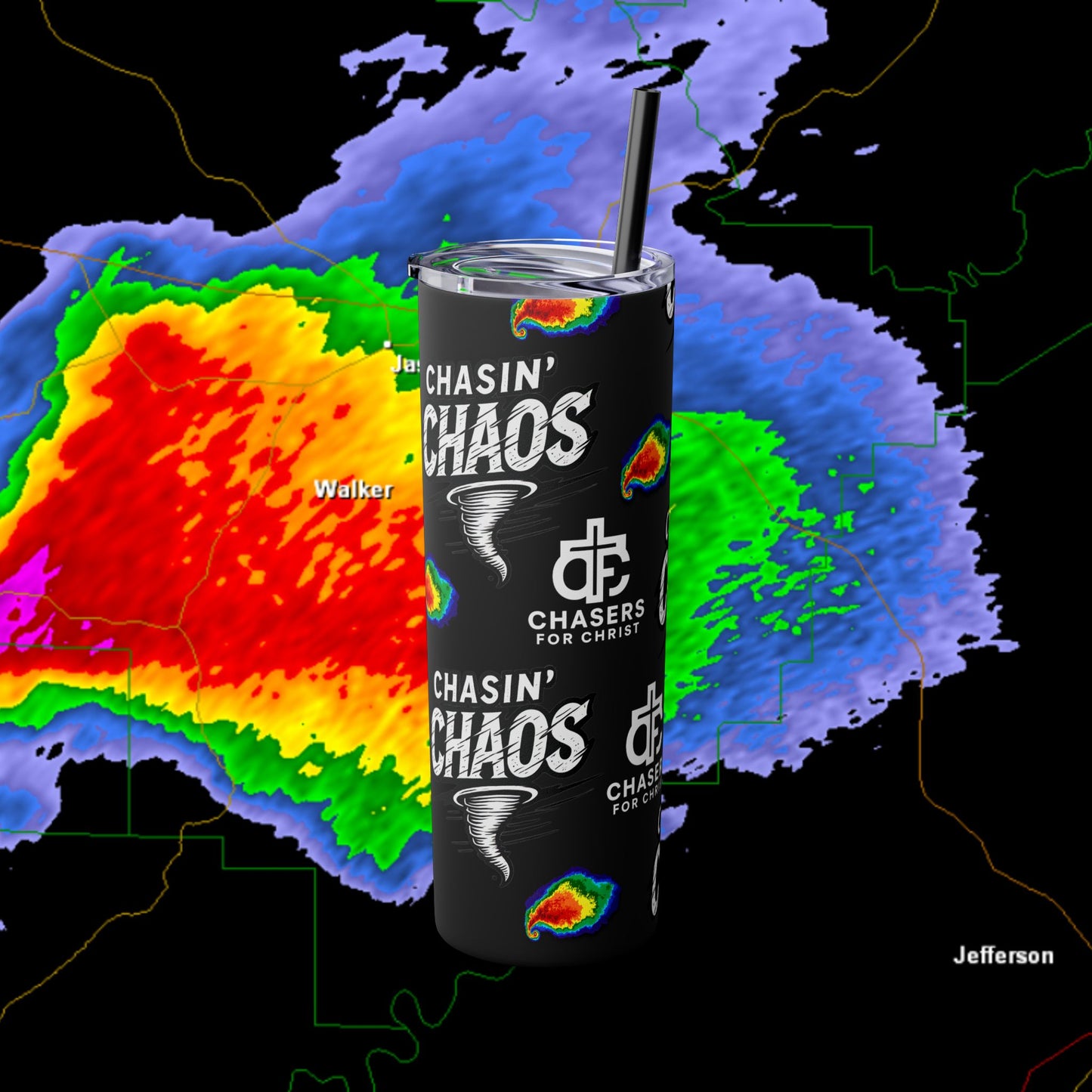 Tumbler Cup with Tornado Radar Image - Storm Chaser Merchandise