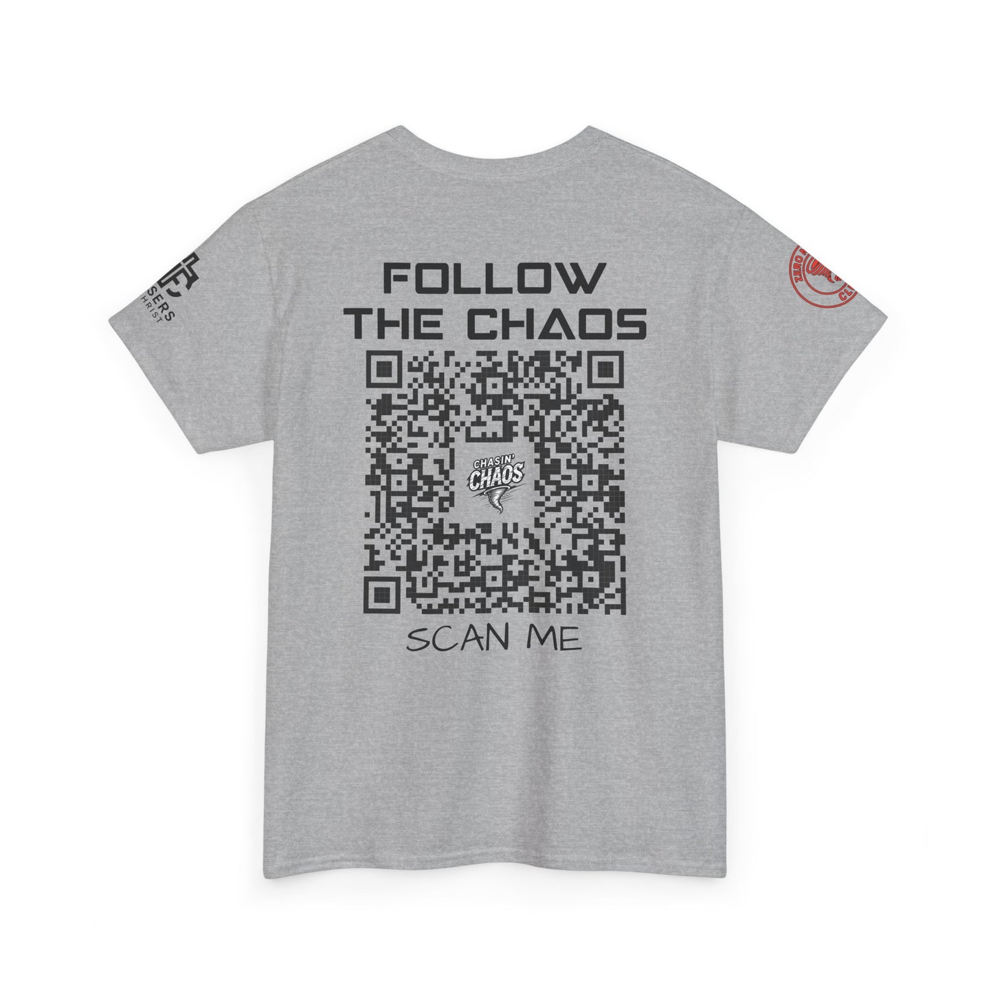 Chaos Storm Team Tee, Unisex Cotton T-Shirt for Storm Chasers, Adventure Shirt, Trending QR Code Apparel, Gift for Weather Enthusiasts