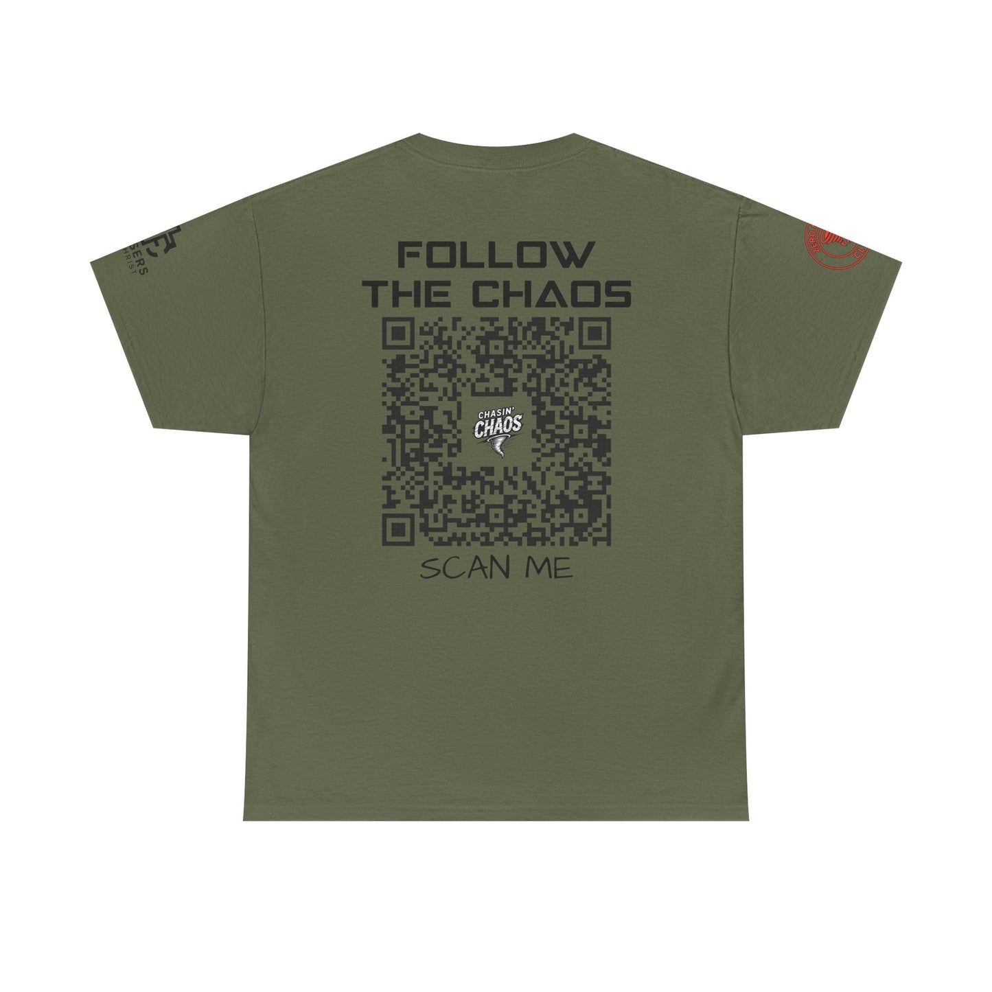 Chaos Storm Team Tee, Unisex Cotton T-Shirt for Storm Chasers, Adventure Shirt, Trending QR Code Apparel, Gift for Weather Enthusiasts