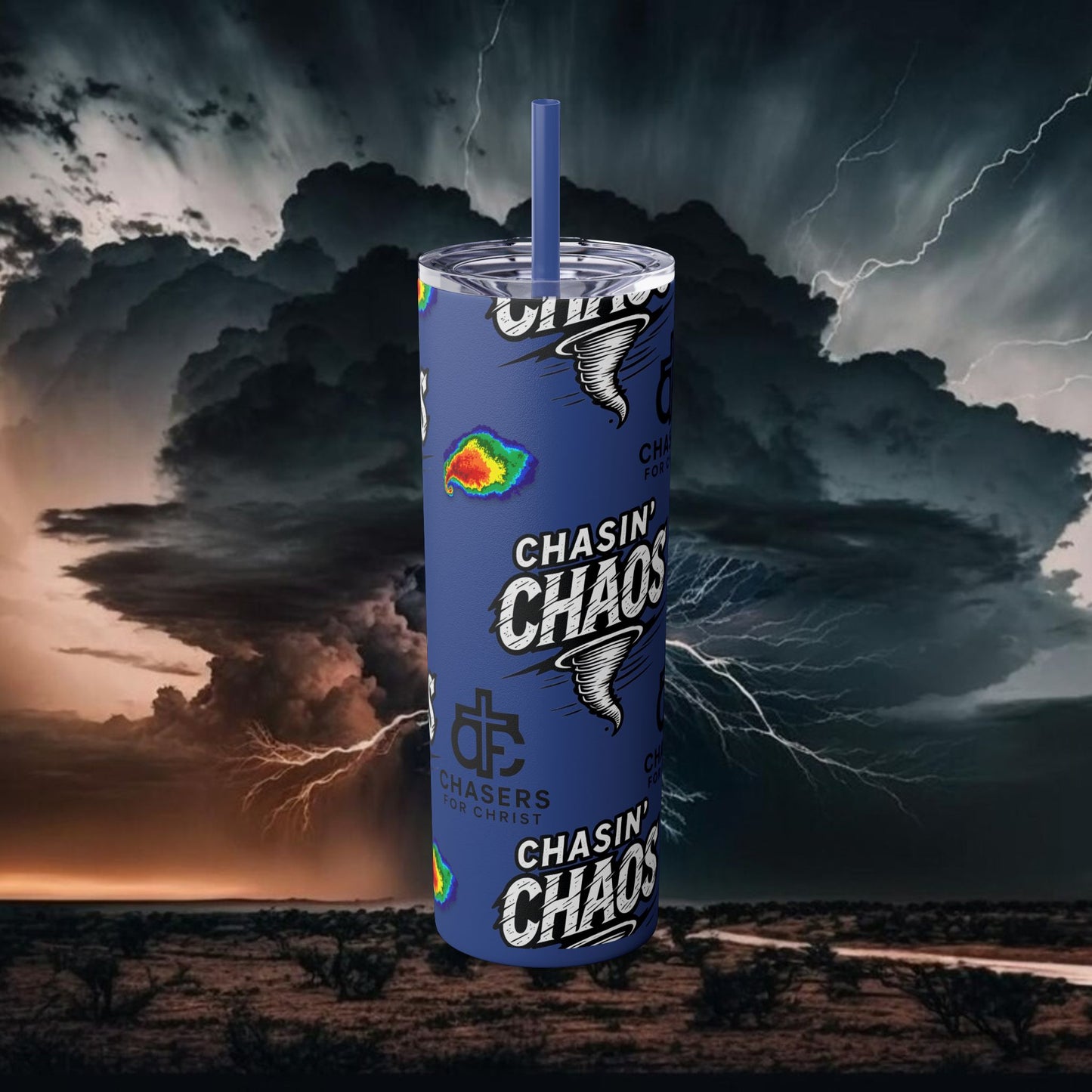 Tumbler Cup with Tornado Radar Image - Storm Chaser Merchandise