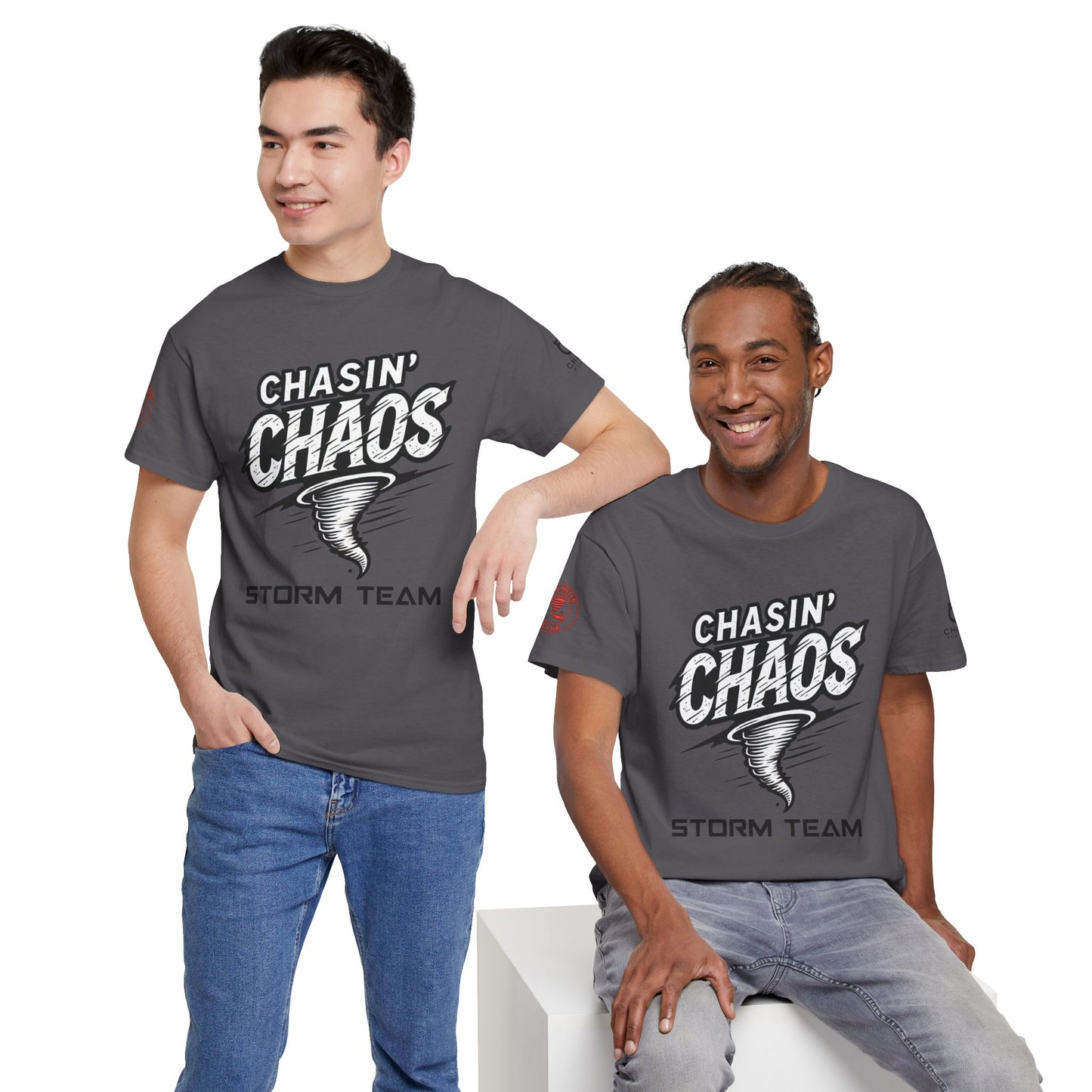 Chaos Storm Team Tee, Unisex Cotton T-Shirt for Storm Chasers, Adventure Shirt, Trending QR Code Apparel, Gift for Weather Enthusiasts