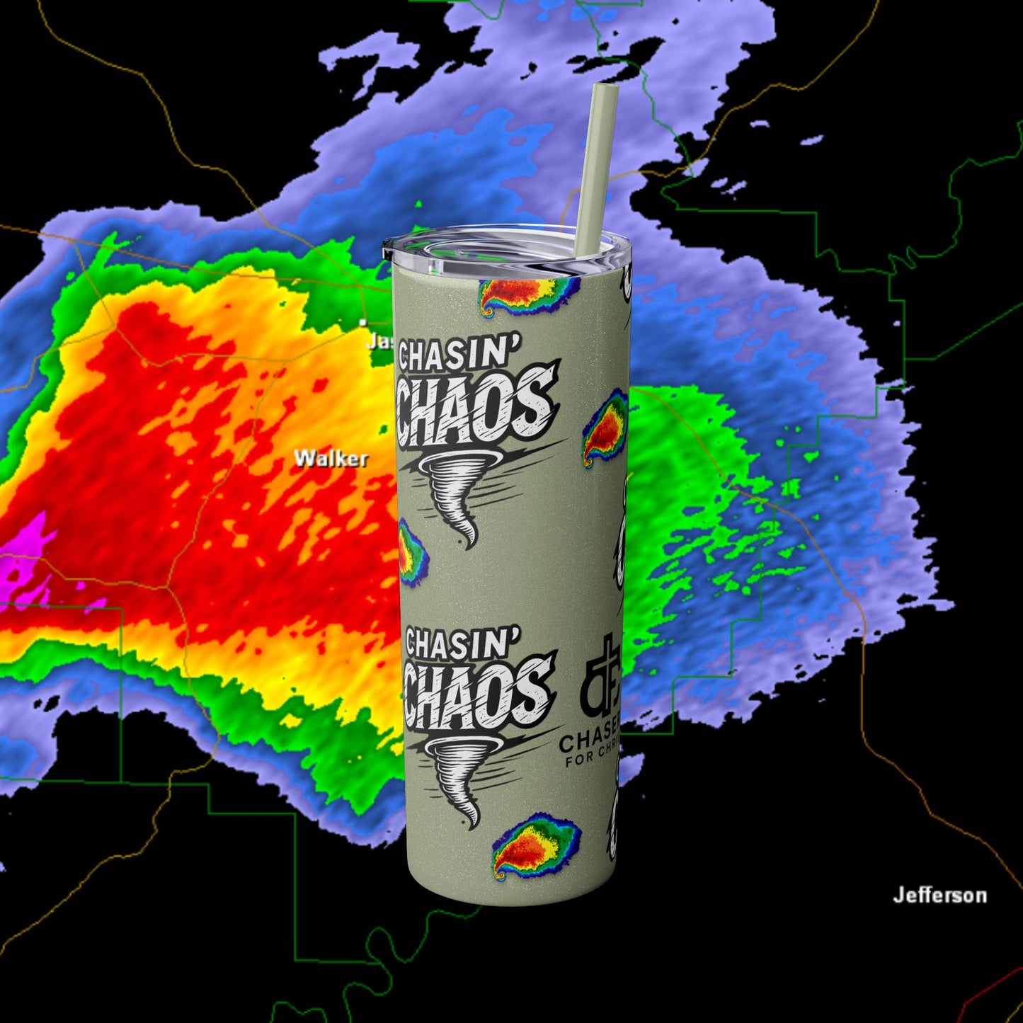 Tumbler Cup with Tornado Radar Image - Storm Chaser Merchandise