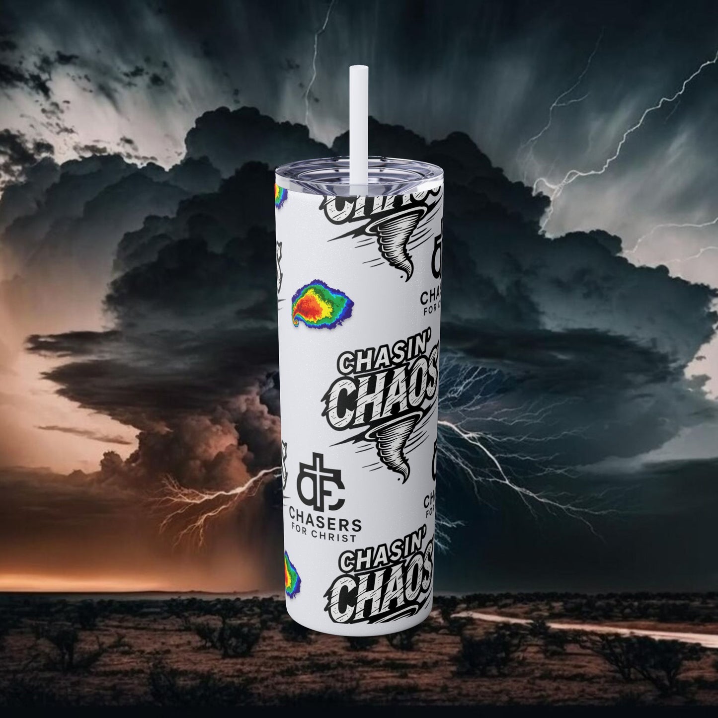 Tumbler Cup with Tornado Radar Image - Storm Chaser Merchandise