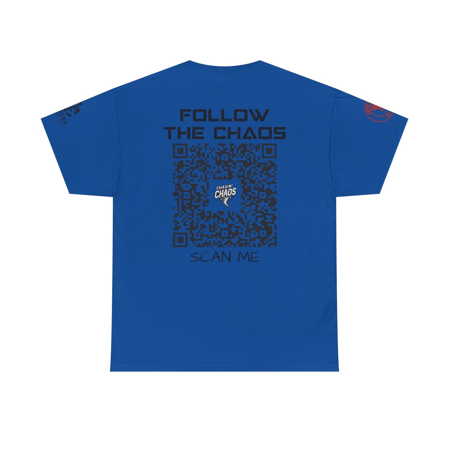 Chaos Storm Team Tee, Unisex Cotton T-Shirt for Storm Chasers, Adventure Shirt, Trending QR Code Apparel, Gift for Weather Enthusiasts