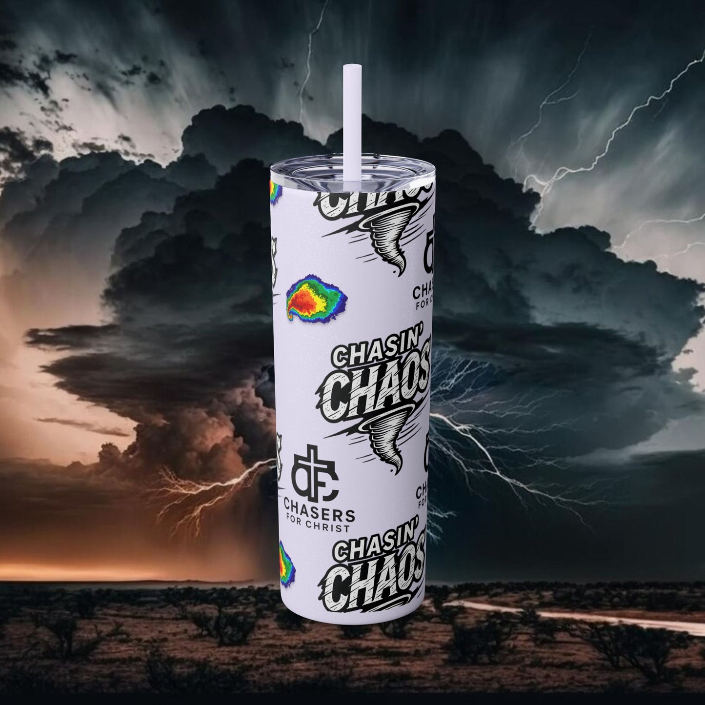 Tumbler Cup with Tornado Radar Image - Storm Chaser Merchandise