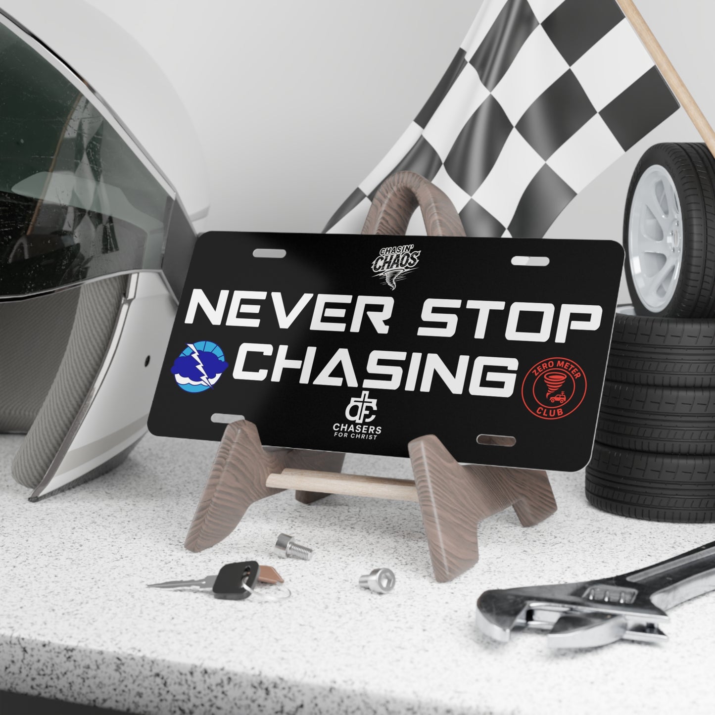 Never Stop Chasing Decorative License Plate