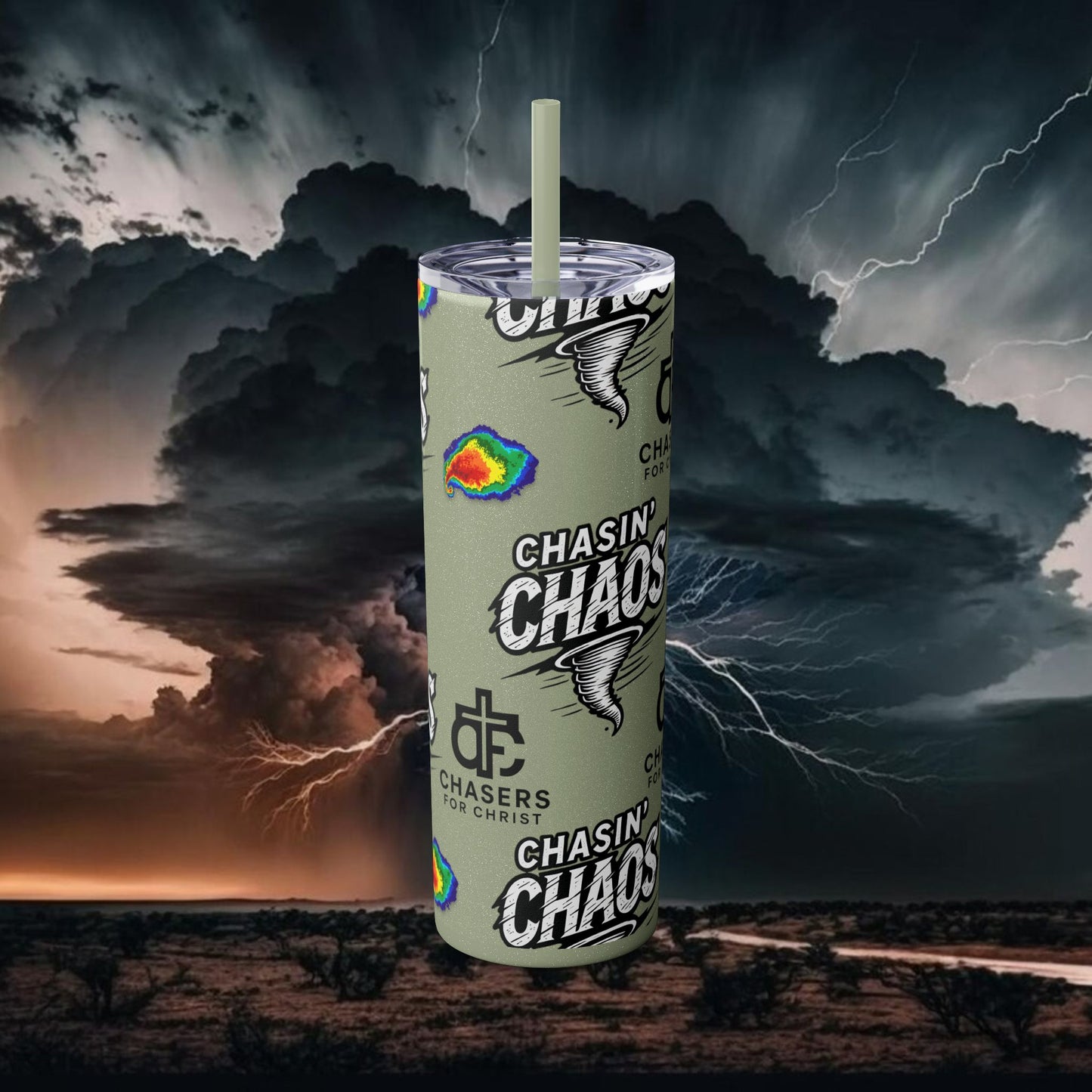 Tumbler Cup with Tornado Radar Image - Storm Chaser Merchandise