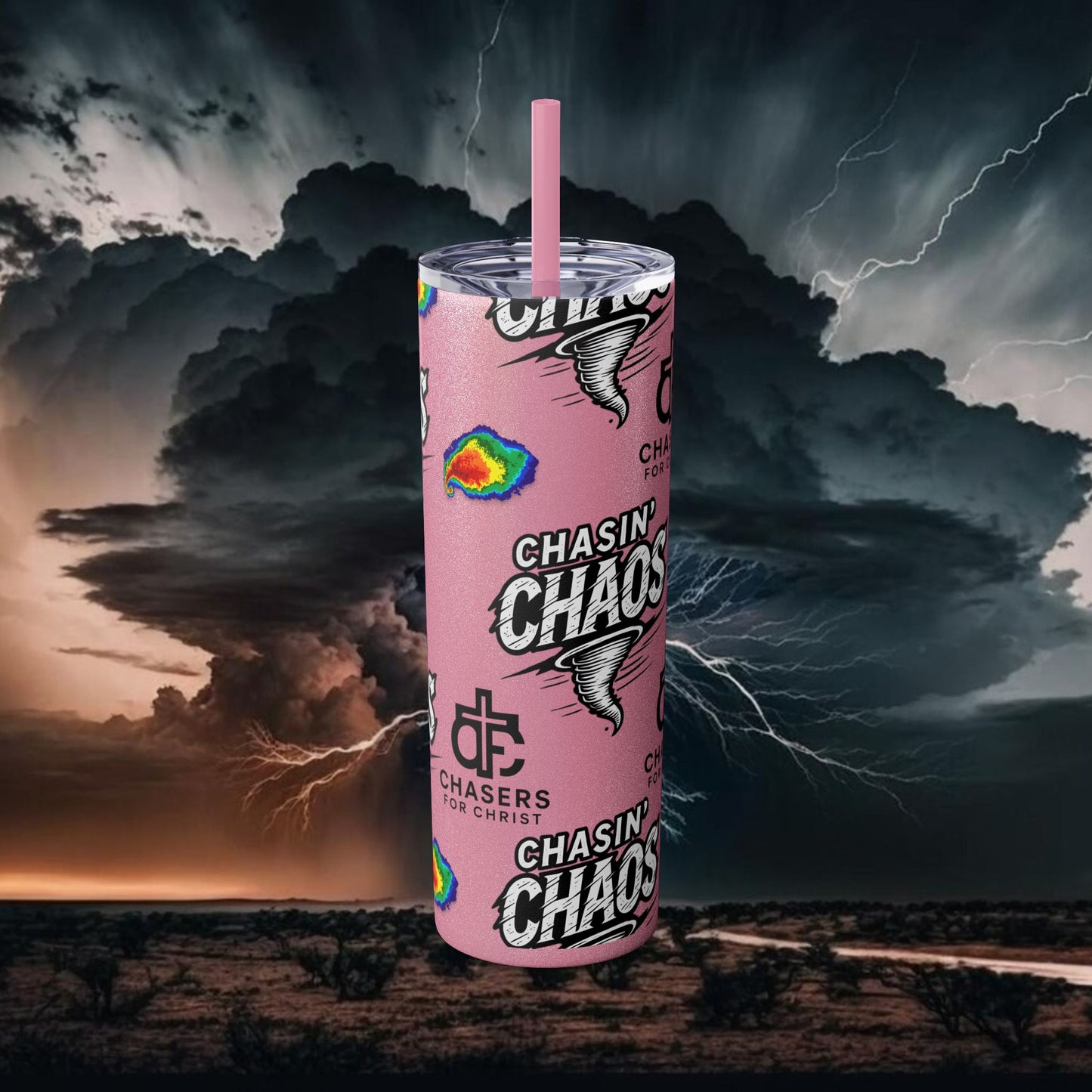 Tumbler Cup with Tornado Radar Image - Storm Chaser Merchandise