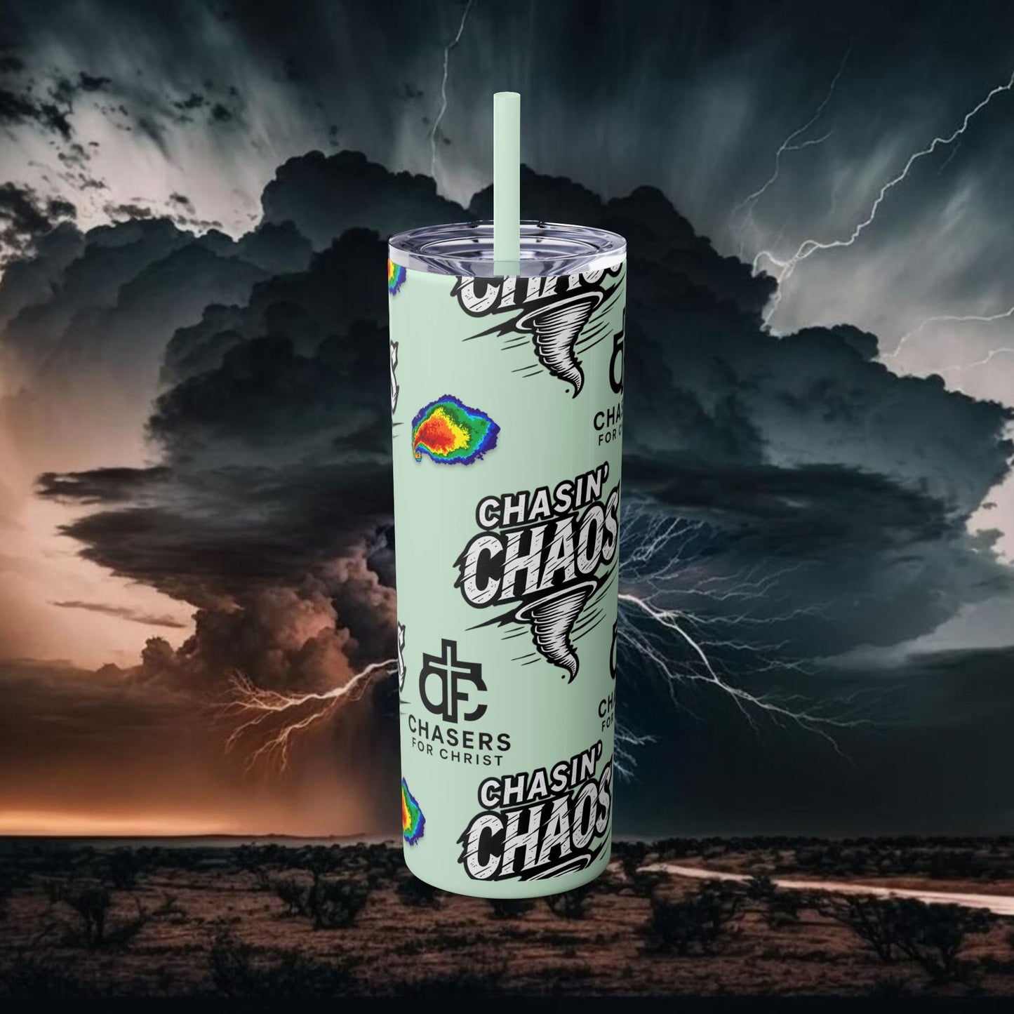 Tumbler Cup with Tornado Radar Image - Storm Chaser Merchandise