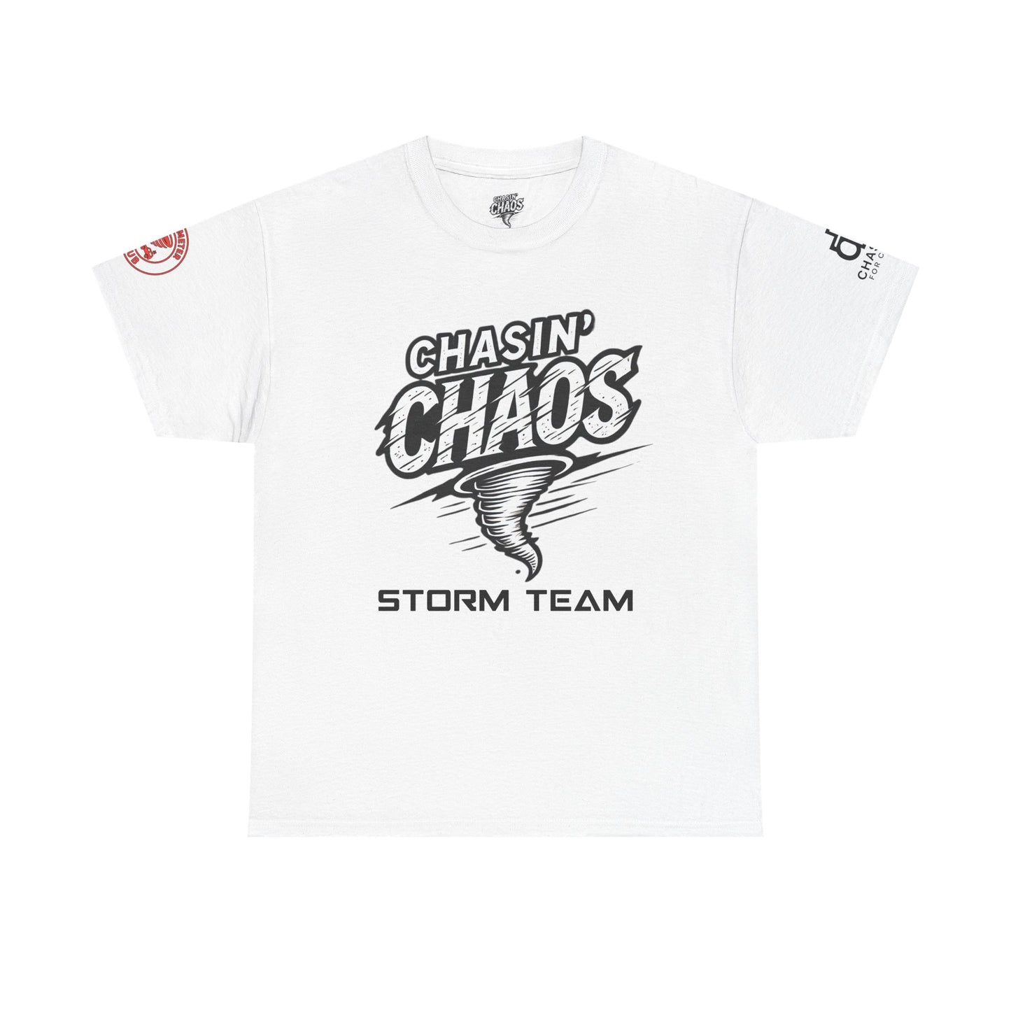 Chaos Storm Team Tee, Unisex Cotton T-Shirt for Storm Chasers, Adventure Shirt, Trending QR Code Apparel, Gift for Weather Enthusiasts