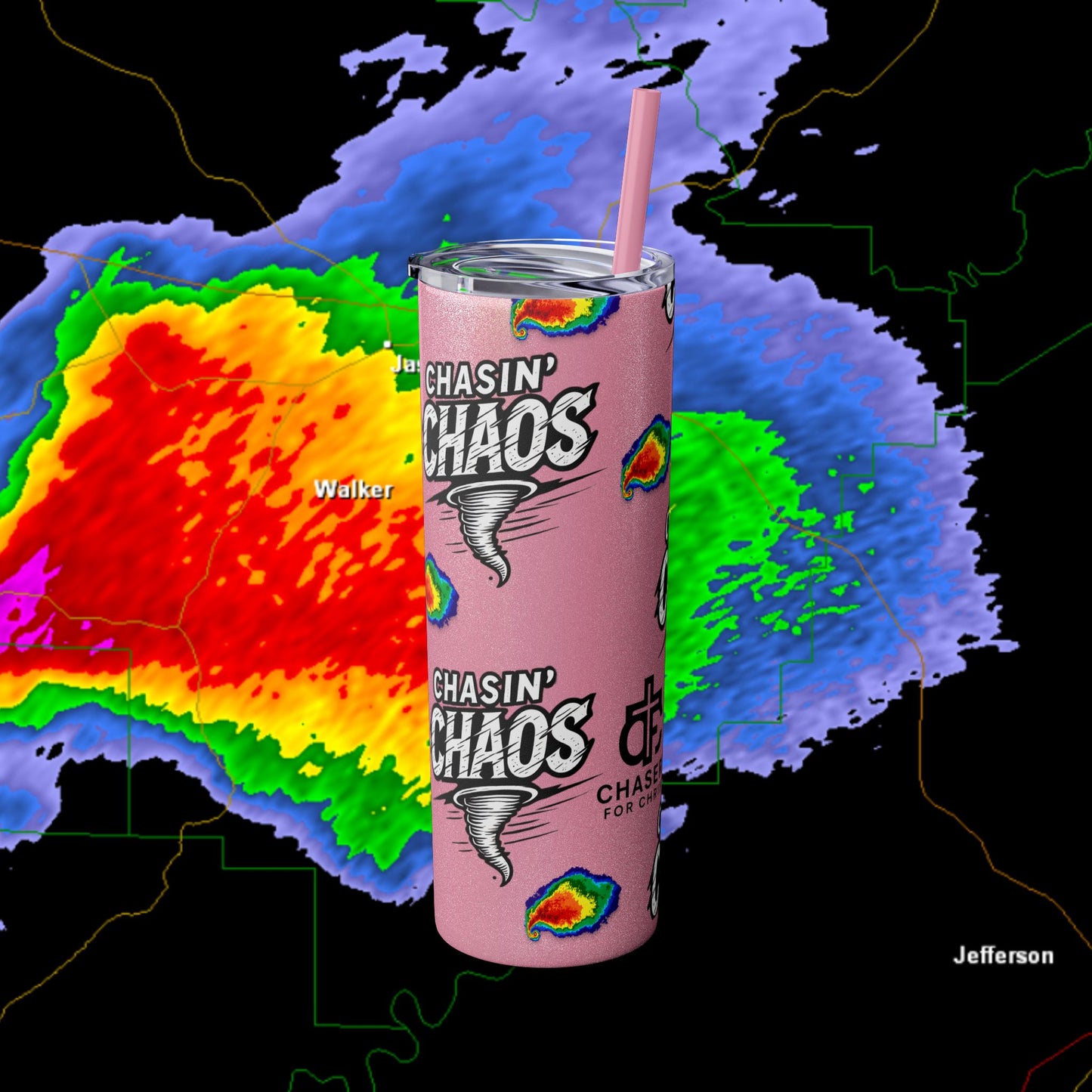 Tumbler Cup with Tornado Radar Image - Storm Chaser Merchandise