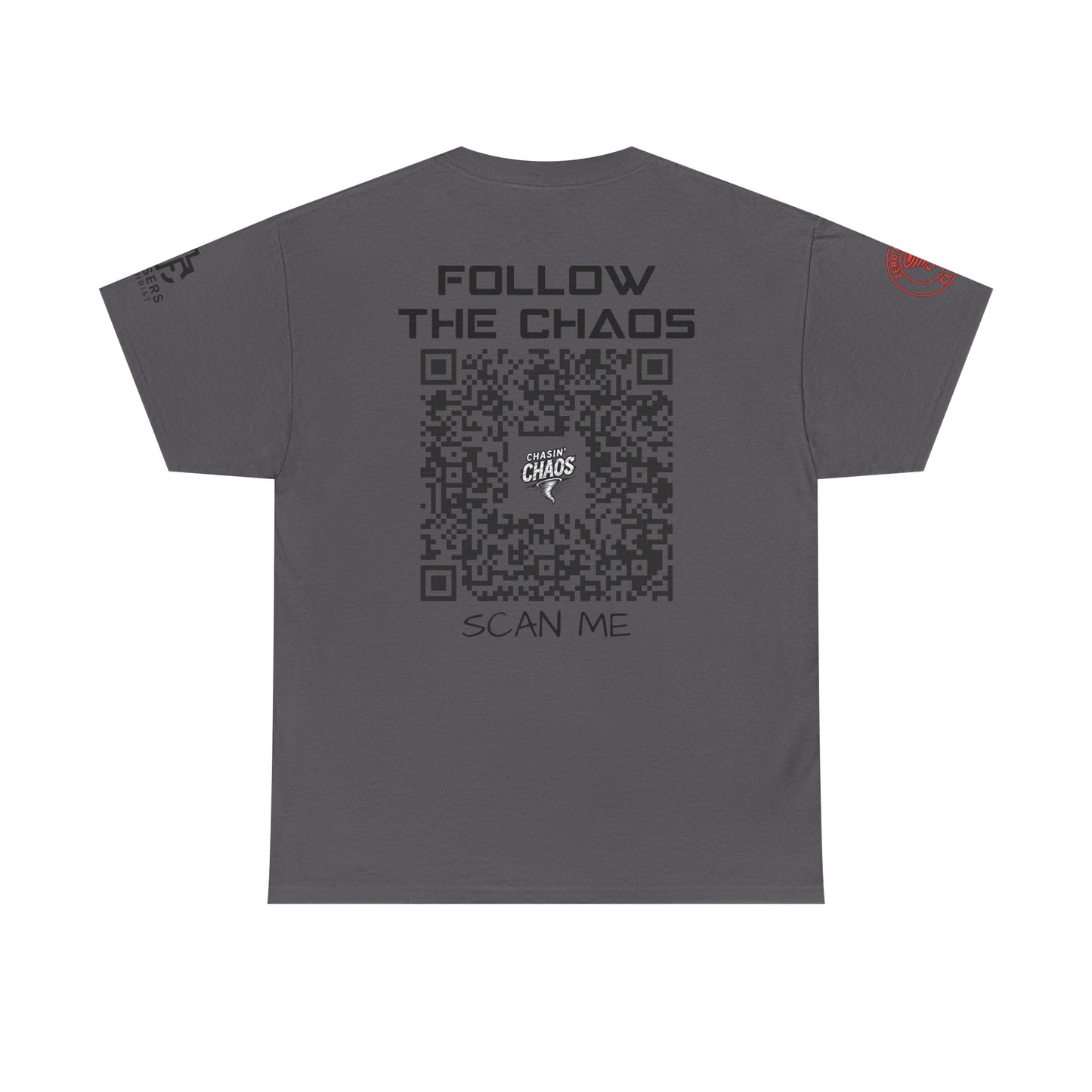 Chaos Storm Team Tee, Unisex Cotton T-Shirt for Storm Chasers, Adventure Shirt, Trending QR Code Apparel, Gift for Weather Enthusiasts