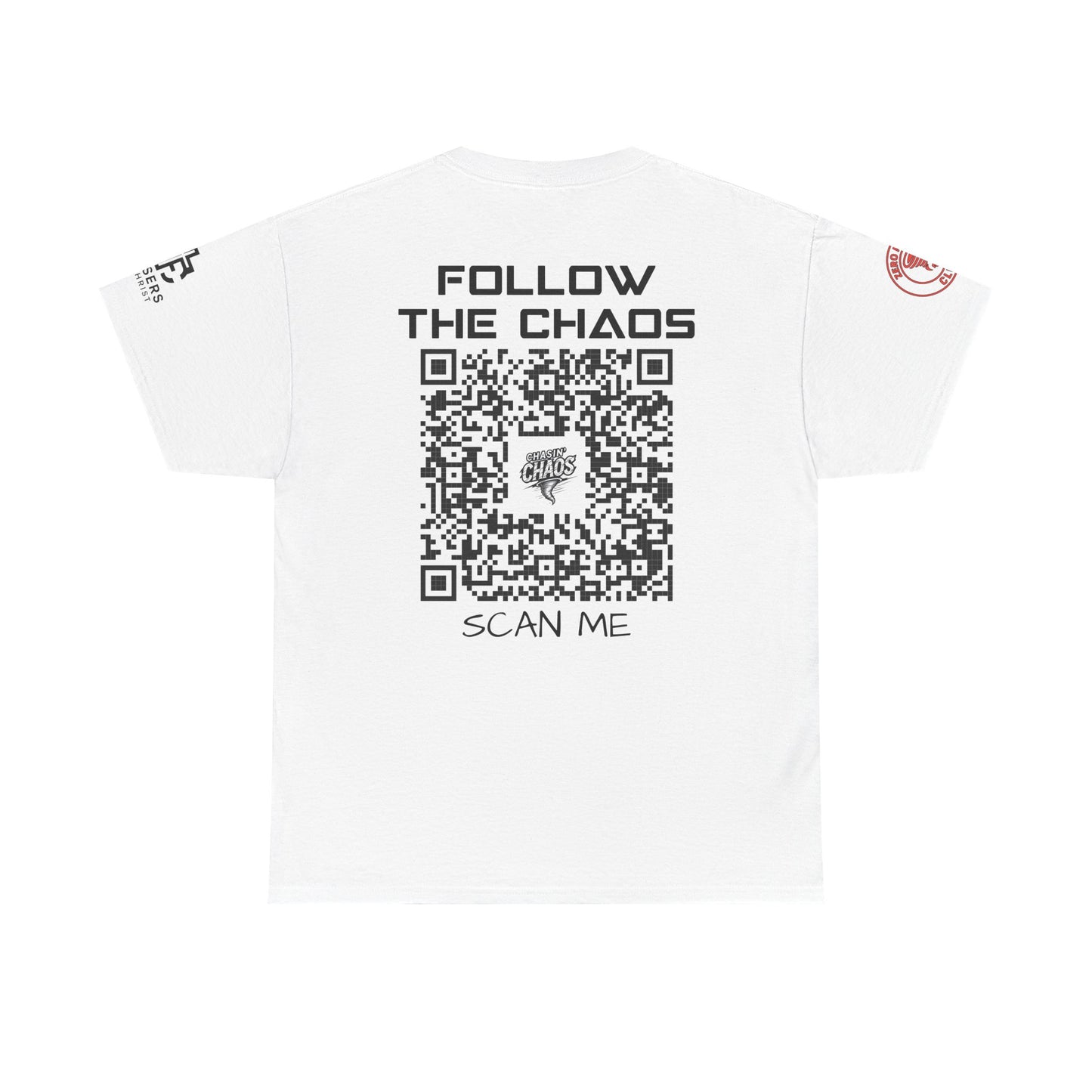 Chaos Storm Team Tee, Unisex Cotton T-Shirt for Storm Chasers, Adventure Shirt, Trending QR Code Apparel, Gift for Weather Enthusiasts