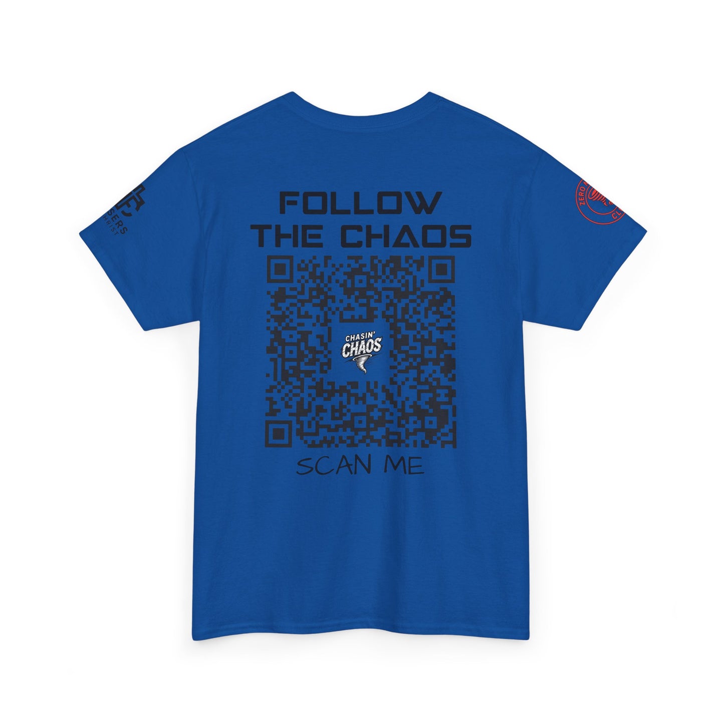 Chaos Storm Team Tee, Unisex Cotton T-Shirt for Storm Chasers, Adventure Shirt, Trending QR Code Apparel, Gift for Weather Enthusiasts
