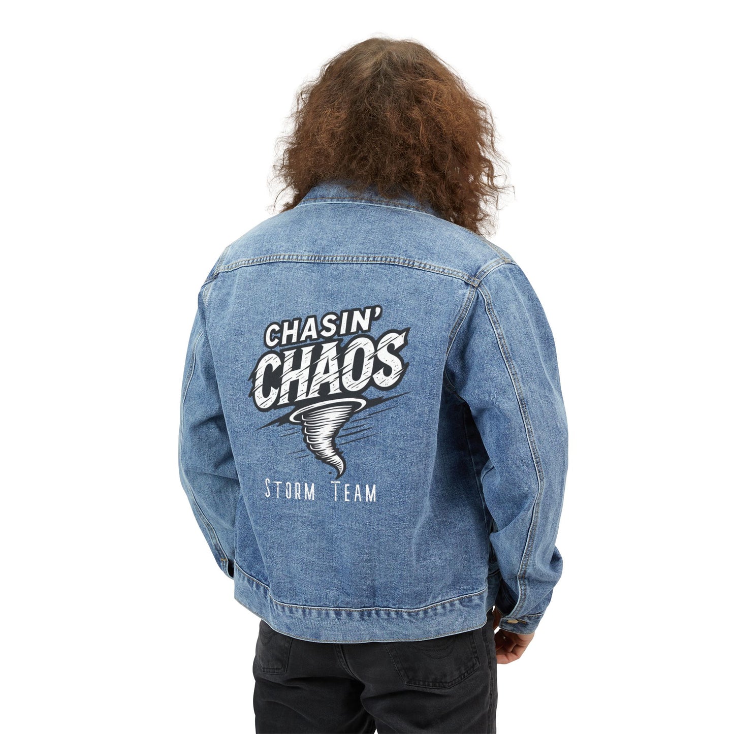 Men's Denim Jacket - Chasin' Chaos Storm Team Vintage Style