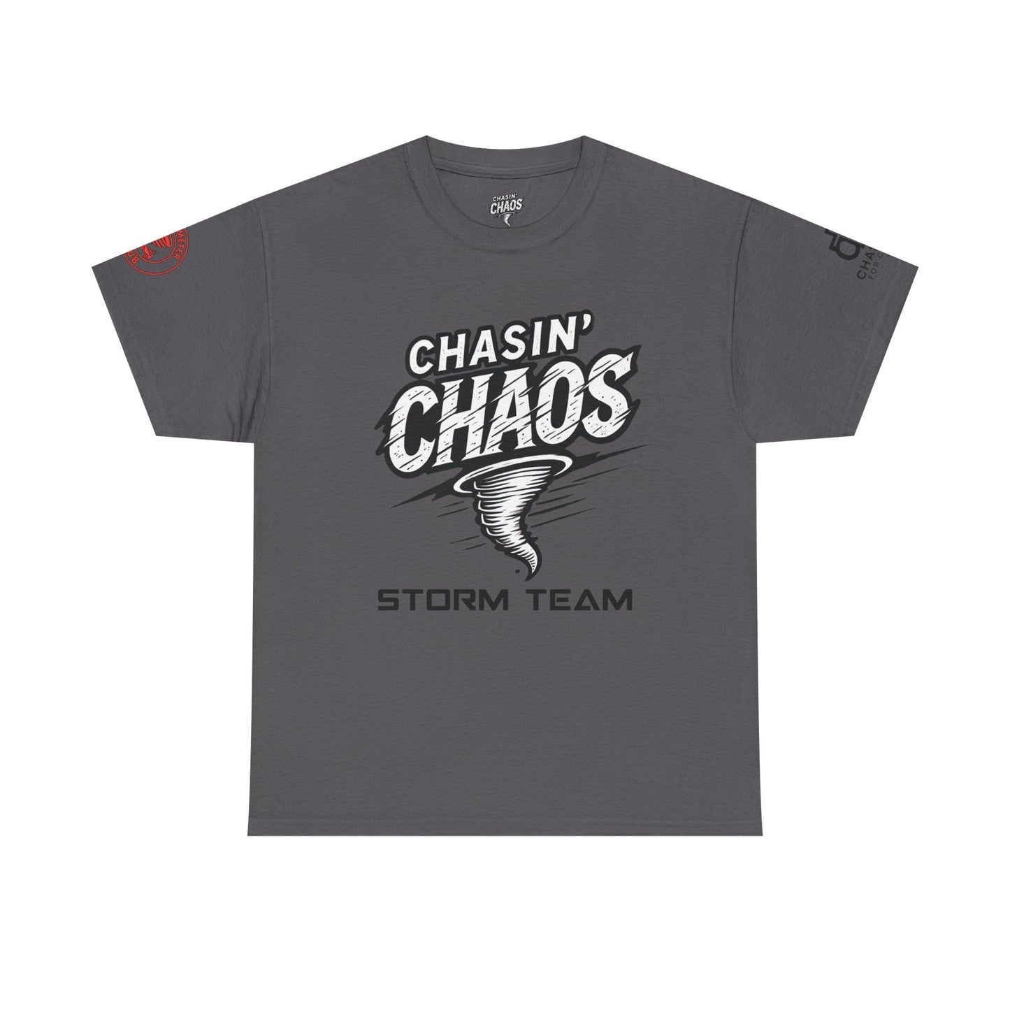 Chaos Storm Team Tee, Unisex Cotton T-Shirt for Storm Chasers, Adventure Shirt, Trending QR Code Apparel, Gift for Weather Enthusiasts