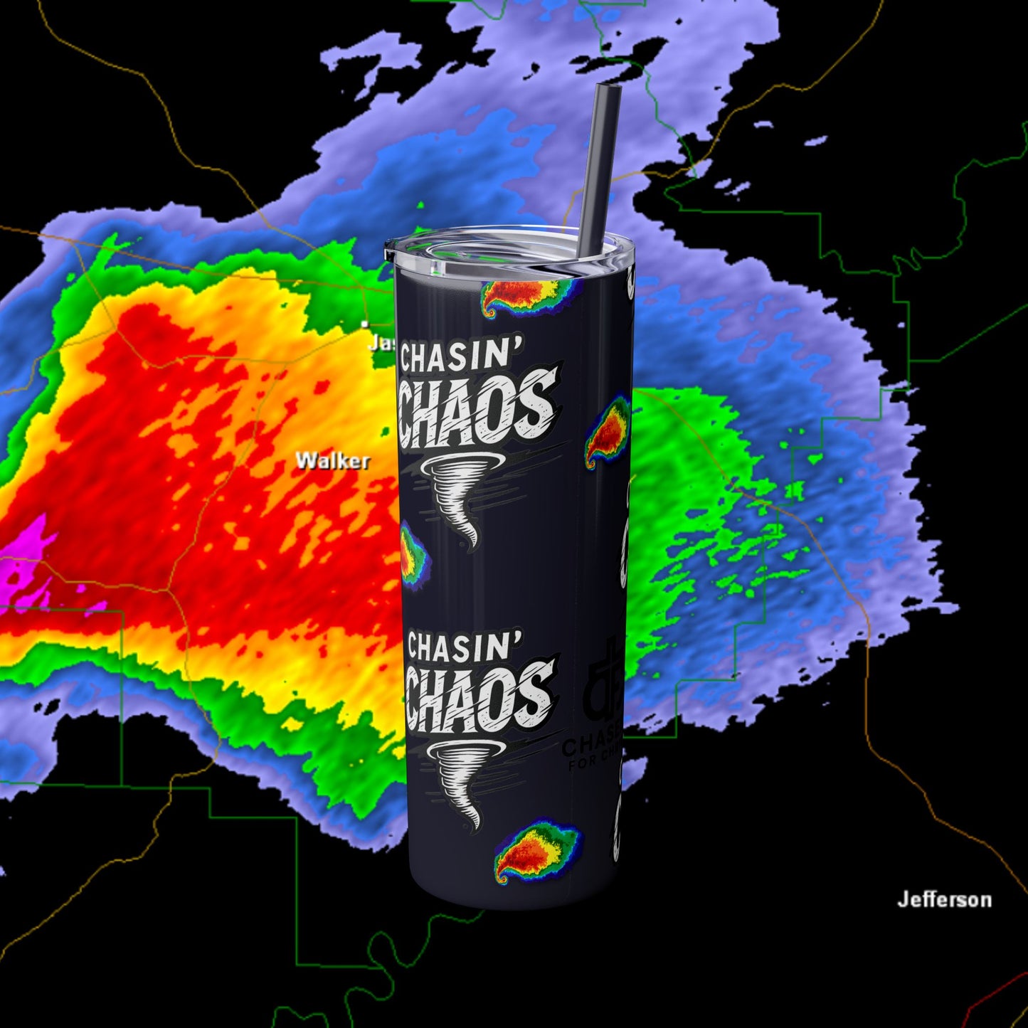 Tumbler Cup with Tornado Radar Image - Storm Chaser Merchandise