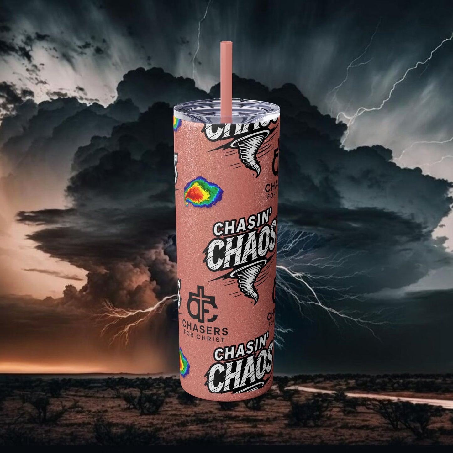 Tumbler Cup with Tornado Radar Image - Storm Chaser Merchandise