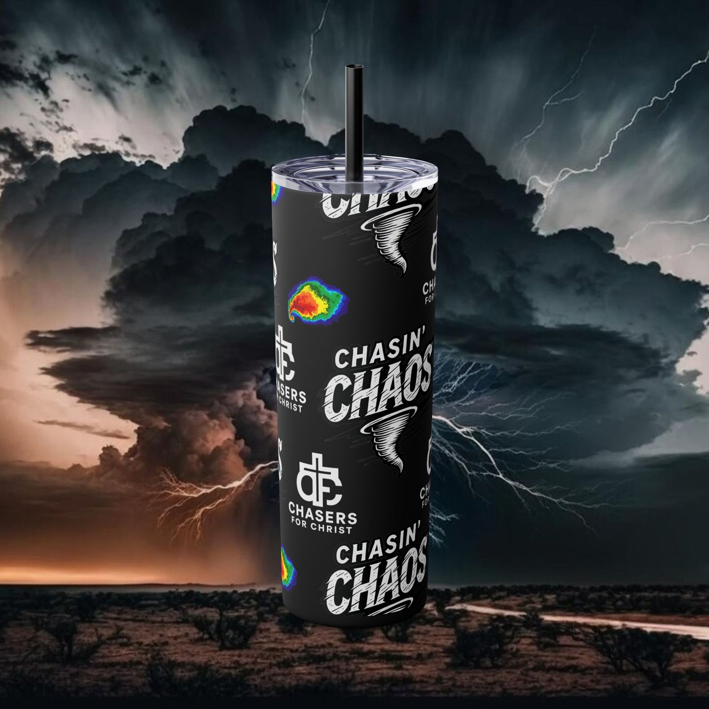Tumbler Cup with Tornado Radar Image - Storm Chaser Merchandise