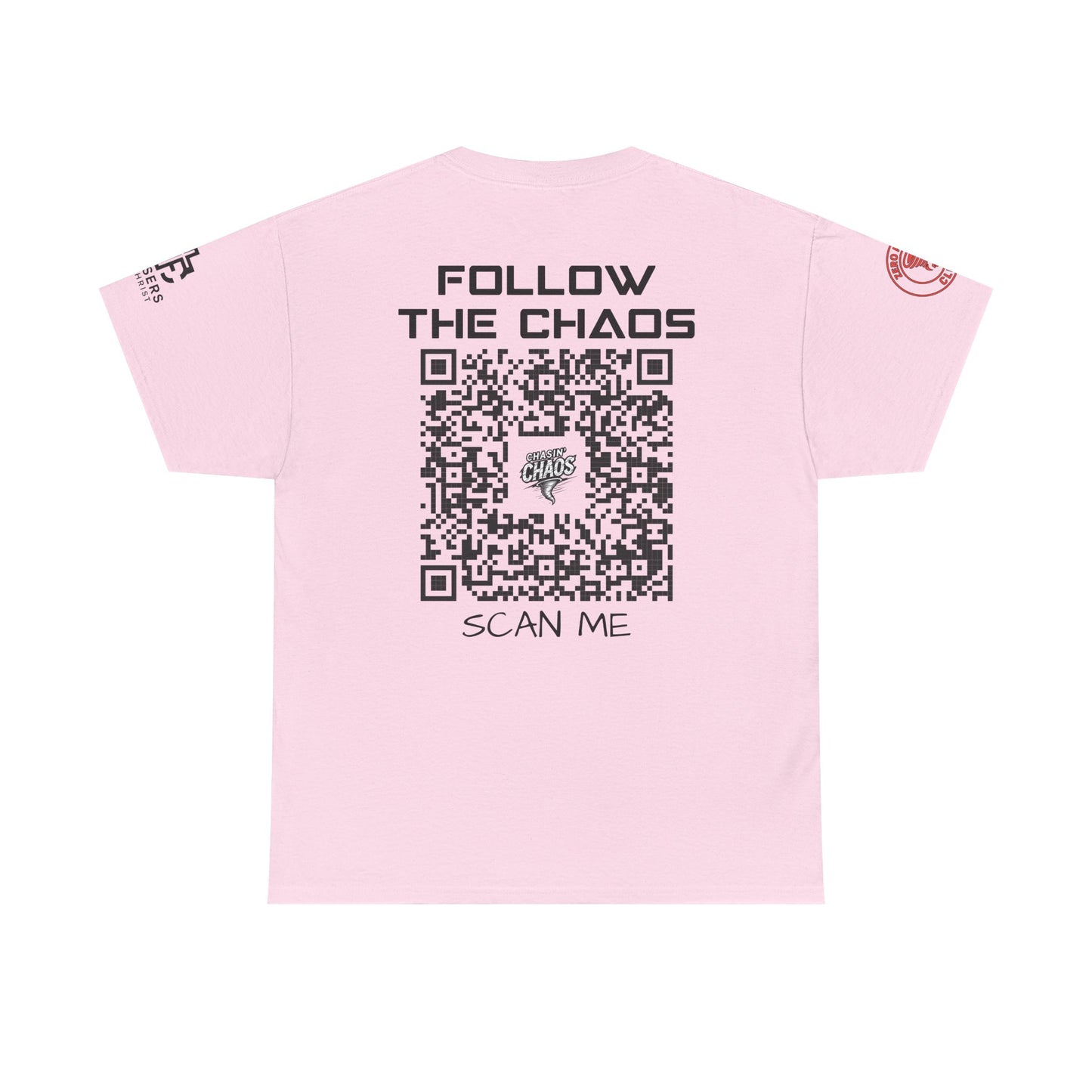 Chaos Storm Team Tee, Unisex Cotton T-Shirt for Storm Chasers, Adventure Shirt, Trending QR Code Apparel, Gift for Weather Enthusiasts
