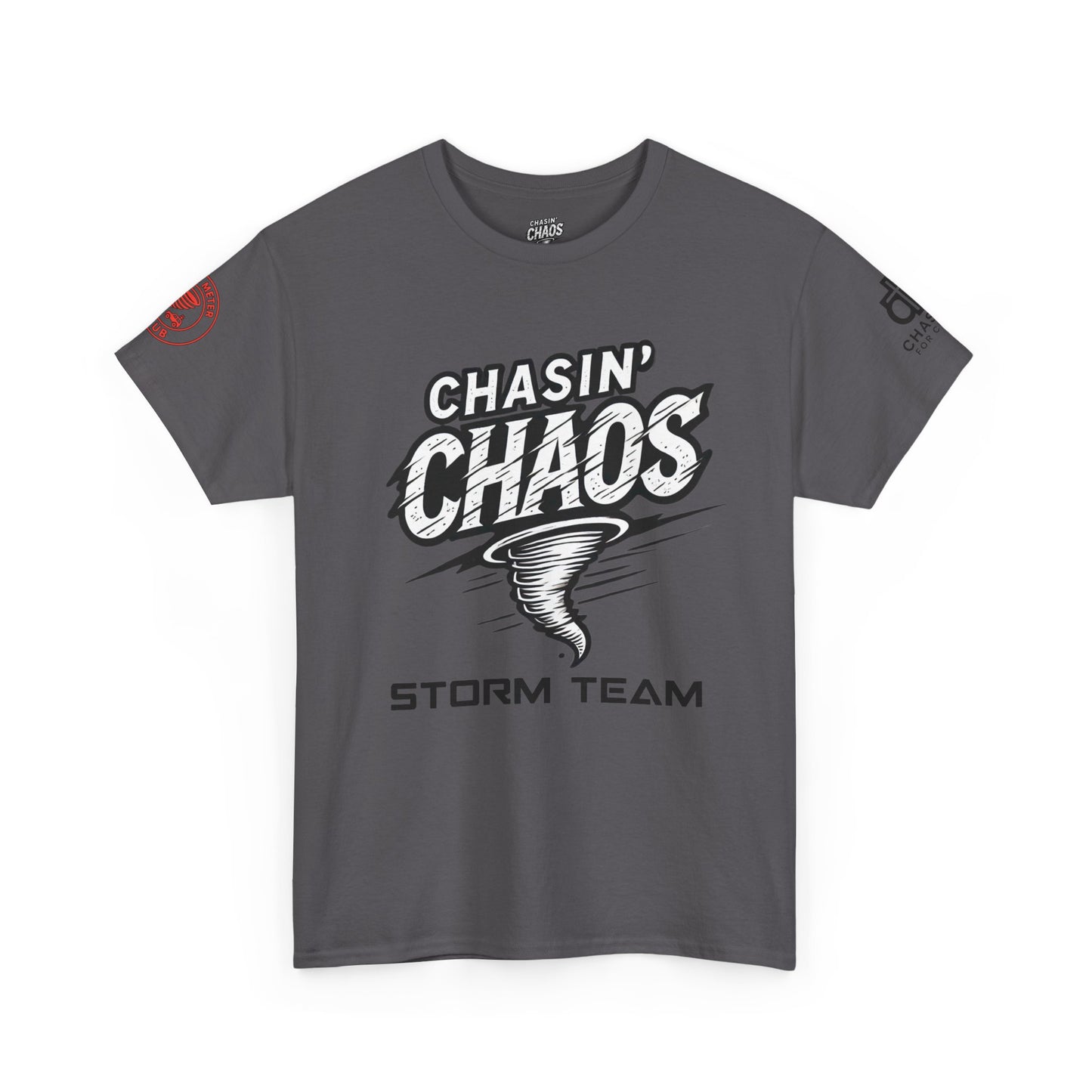 Chaos Storm Team Tee, Unisex Cotton T-Shirt for Storm Chasers, Adventure Shirt, Trending QR Code Apparel, Gift for Weather Enthusiasts