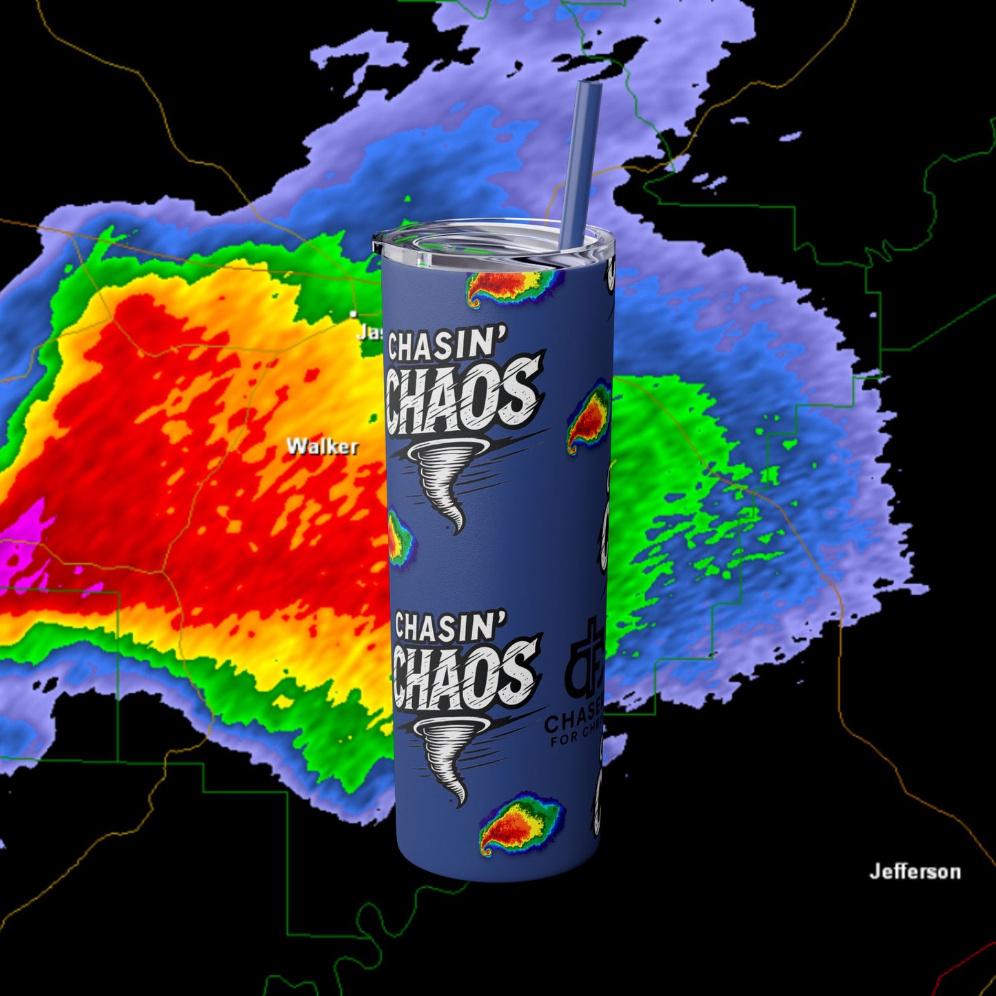 Tumbler Cup with Tornado Radar Image - Storm Chaser Merchandise