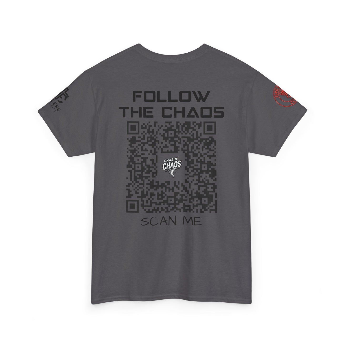 Chaos Storm Team Tee, Unisex Cotton T-Shirt for Storm Chasers, Adventure Shirt, Trending QR Code Apparel, Gift for Weather Enthusiasts