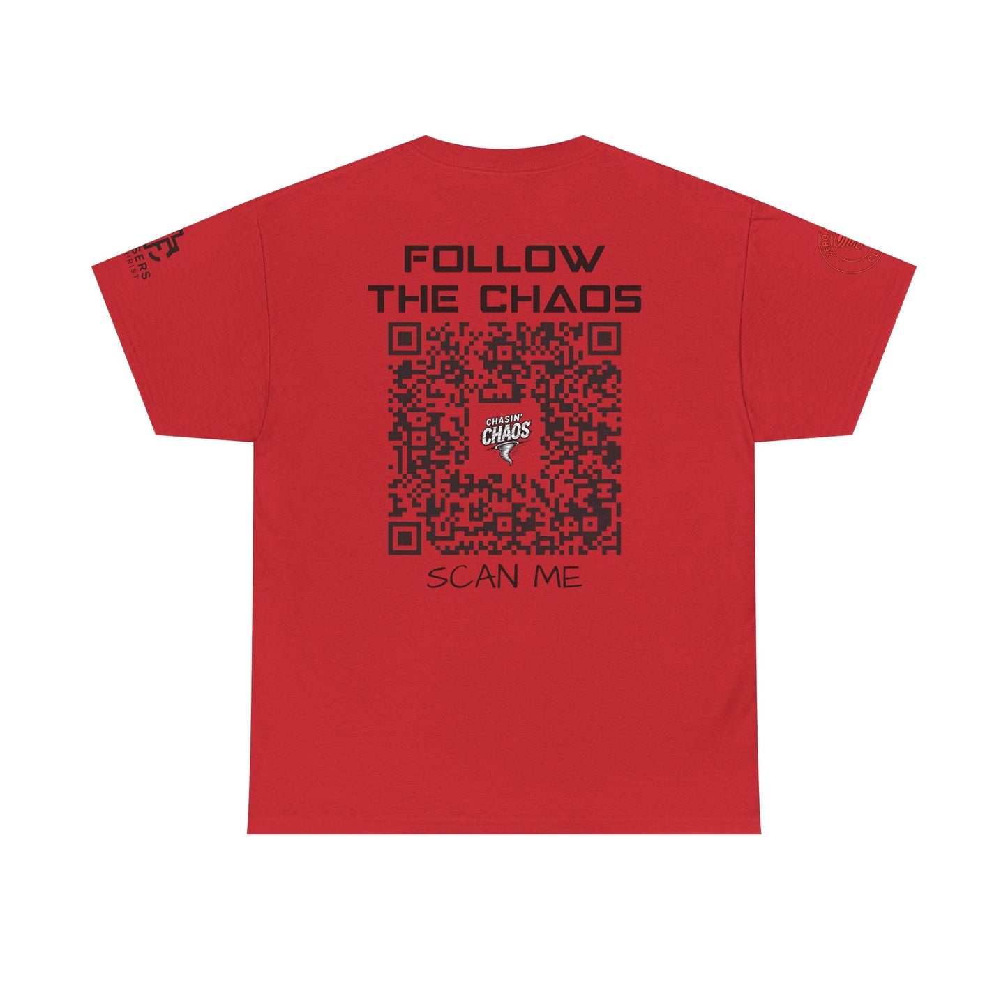 Chaos Storm Team Tee, Unisex Cotton T-Shirt for Storm Chasers, Adventure Shirt, Trending QR Code Apparel, Gift for Weather Enthusiasts