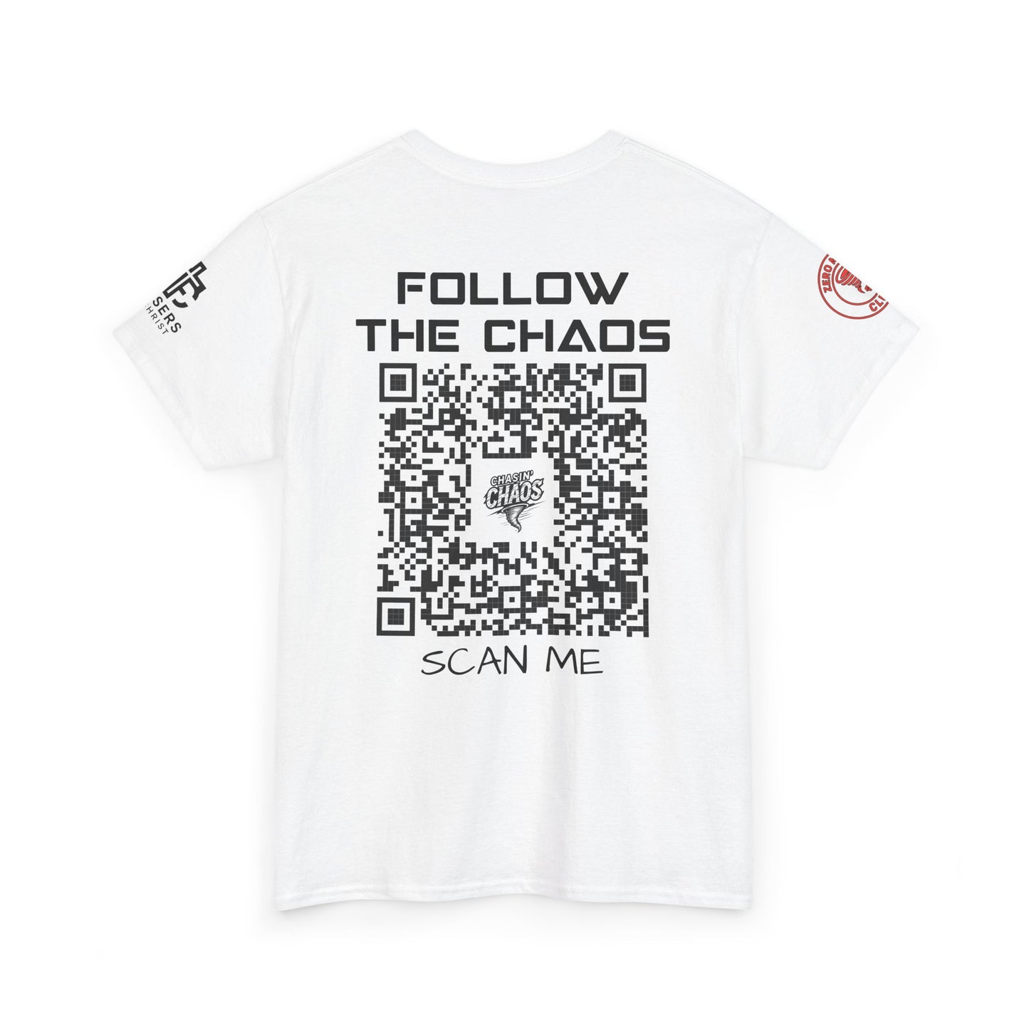 Chaos Storm Team Tee, Unisex Cotton T-Shirt for Storm Chasers, Adventure Shirt, Trending QR Code Apparel, Gift for Weather Enthusiasts