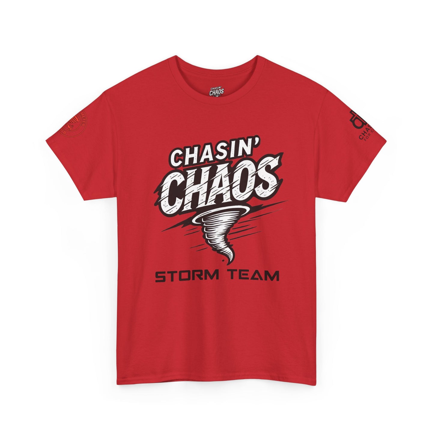 Chaos Storm Team Tee, Unisex Cotton T-Shirt for Storm Chasers, Adventure Shirt, Trending QR Code Apparel, Gift for Weather Enthusiasts