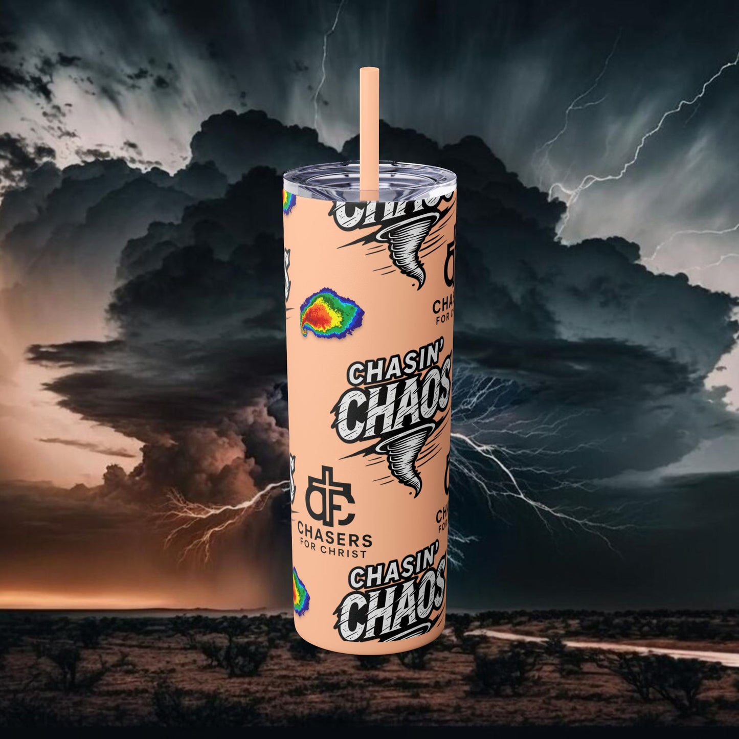 Tumbler Cup with Tornado Radar Image - Storm Chaser Merchandise