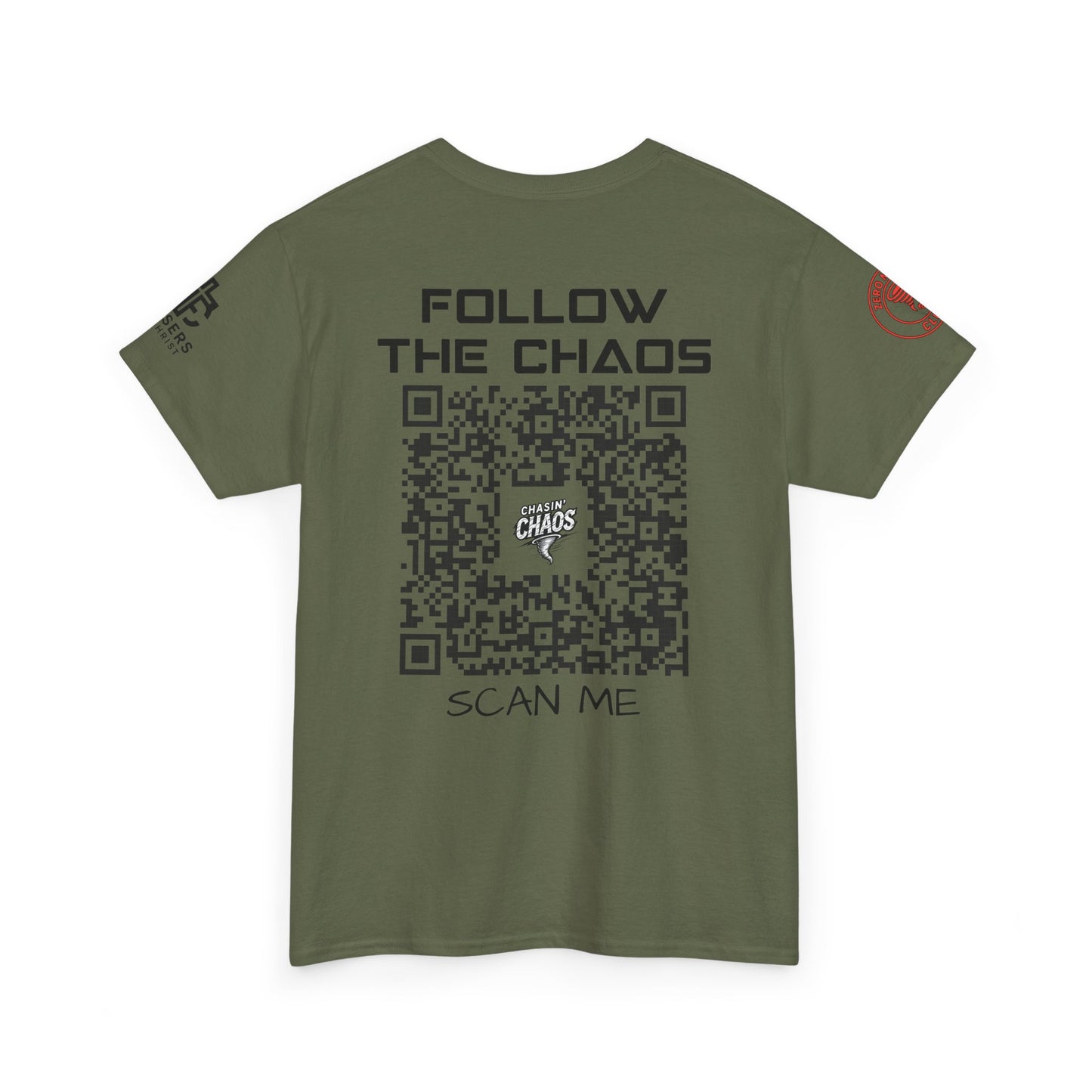Chaos Storm Team Tee, Unisex Cotton T-Shirt for Storm Chasers, Adventure Shirt, Trending QR Code Apparel, Gift for Weather Enthusiasts