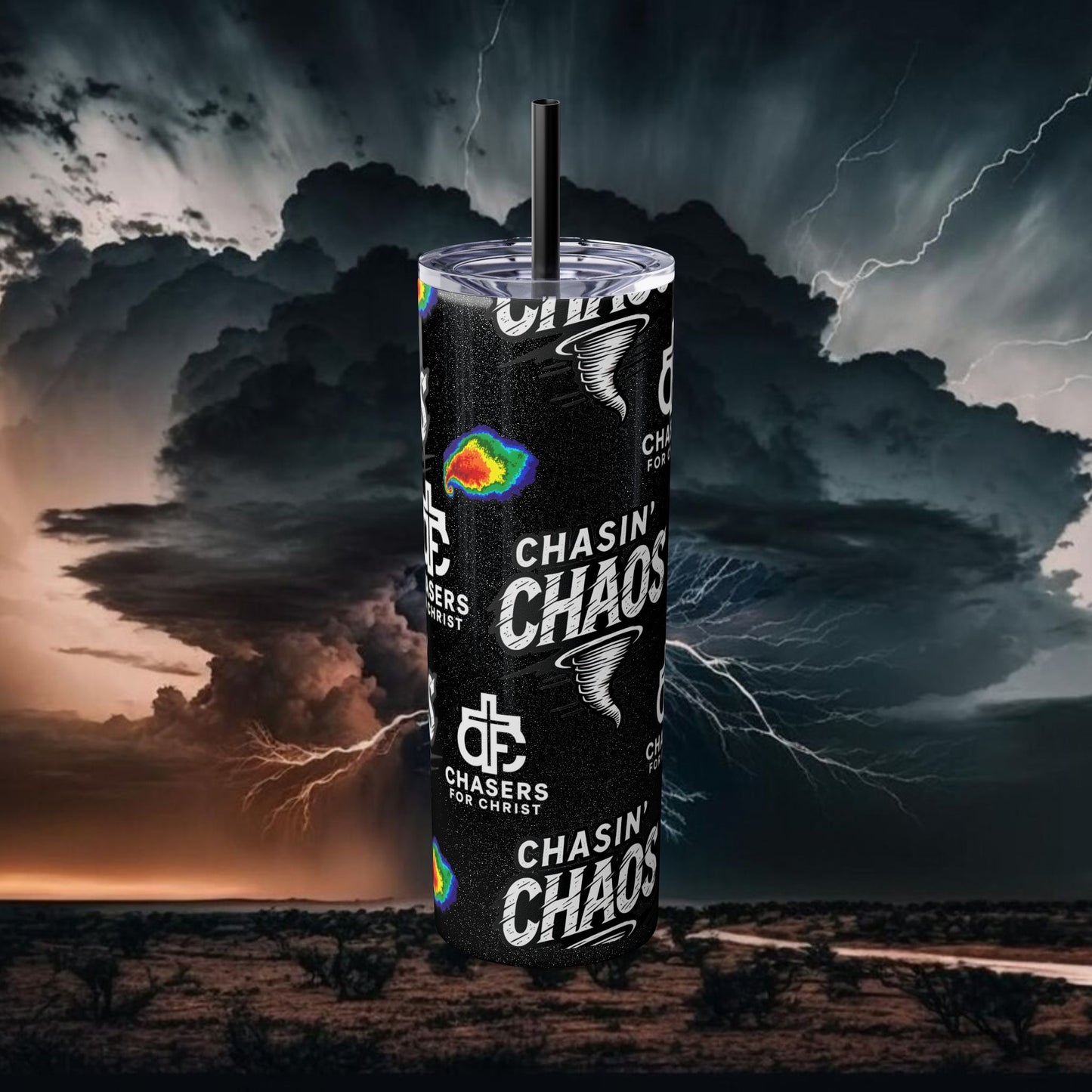 Tumbler Cup with Tornado Radar Image - Storm Chaser Merchandise