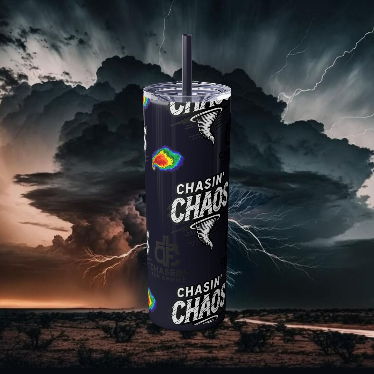 Tumbler Cup with Tornado Radar Image - Storm Chaser Merchandise