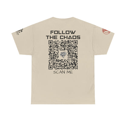 Chaos Storm Team Tee, Unisex Cotton T-Shirt for Storm Chasers, Adventure Shirt, Trending QR Code Apparel, Gift for Weather Enthusiasts