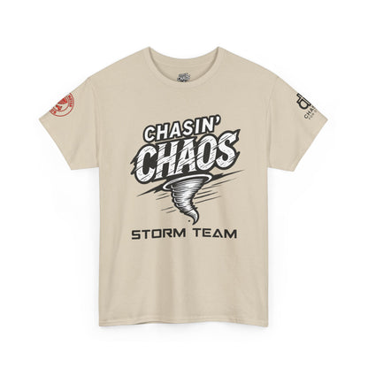 Chaos Storm Team Tee, Unisex Cotton T-Shirt for Storm Chasers, Adventure Shirt, Trending QR Code Apparel, Gift for Weather Enthusiasts
