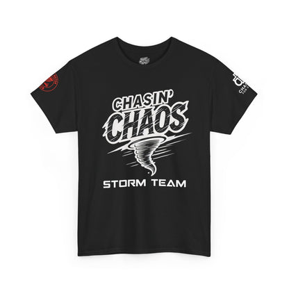 Chaos Storm Team Tee, Unisex Cotton T-Shirt for Storm Chasers, Adventure Shirt, Trending QR Code Apparel, Gift for Weather Enthusiasts